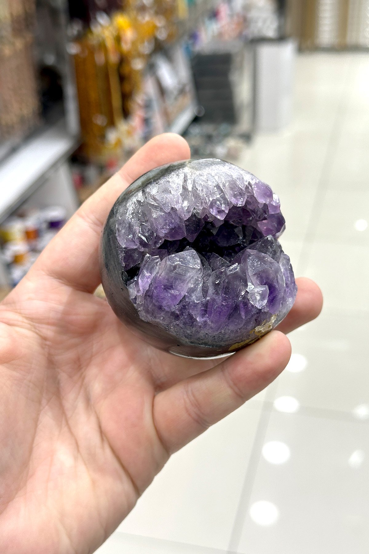 Ametist Taşı Deliksiz Küre Kesim Ham Kütle Dekoratif Obje - 459 Gram