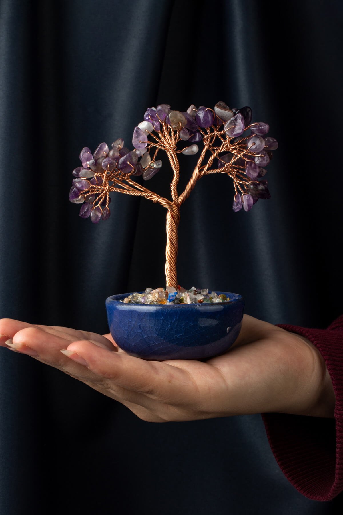 Ametist Taşı El Yapımı Doğal Taş Dekoratif Ağaç