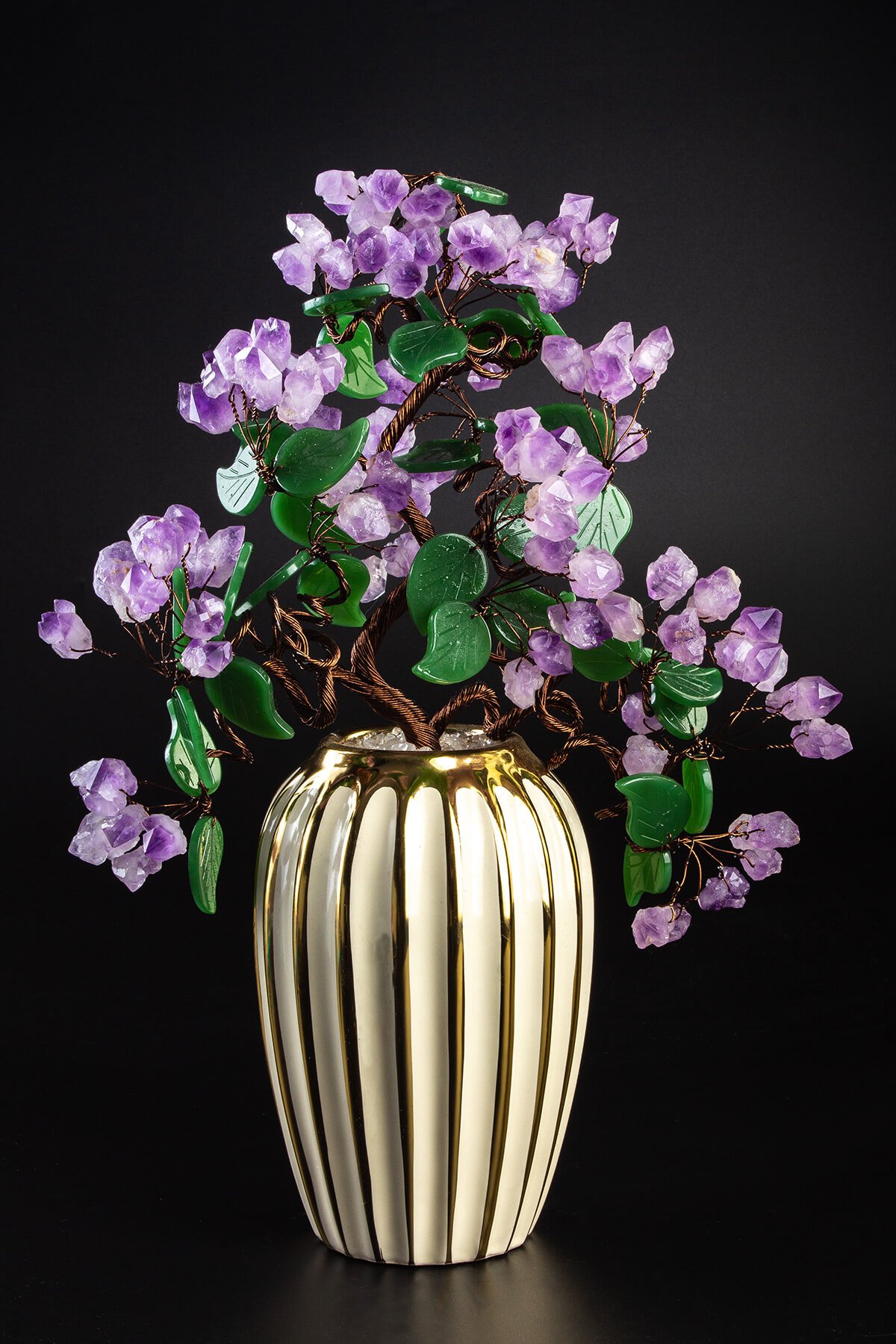 Ametist Taşı El Yapımı Doğal Taş 36x12x12cm Dekoratif Ağaç