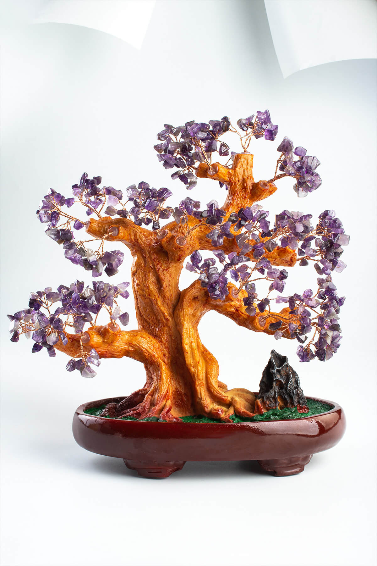 Ametist Taşı El Yapımı Doğal Taş 35x25x18cm Dekoratif Ağaç