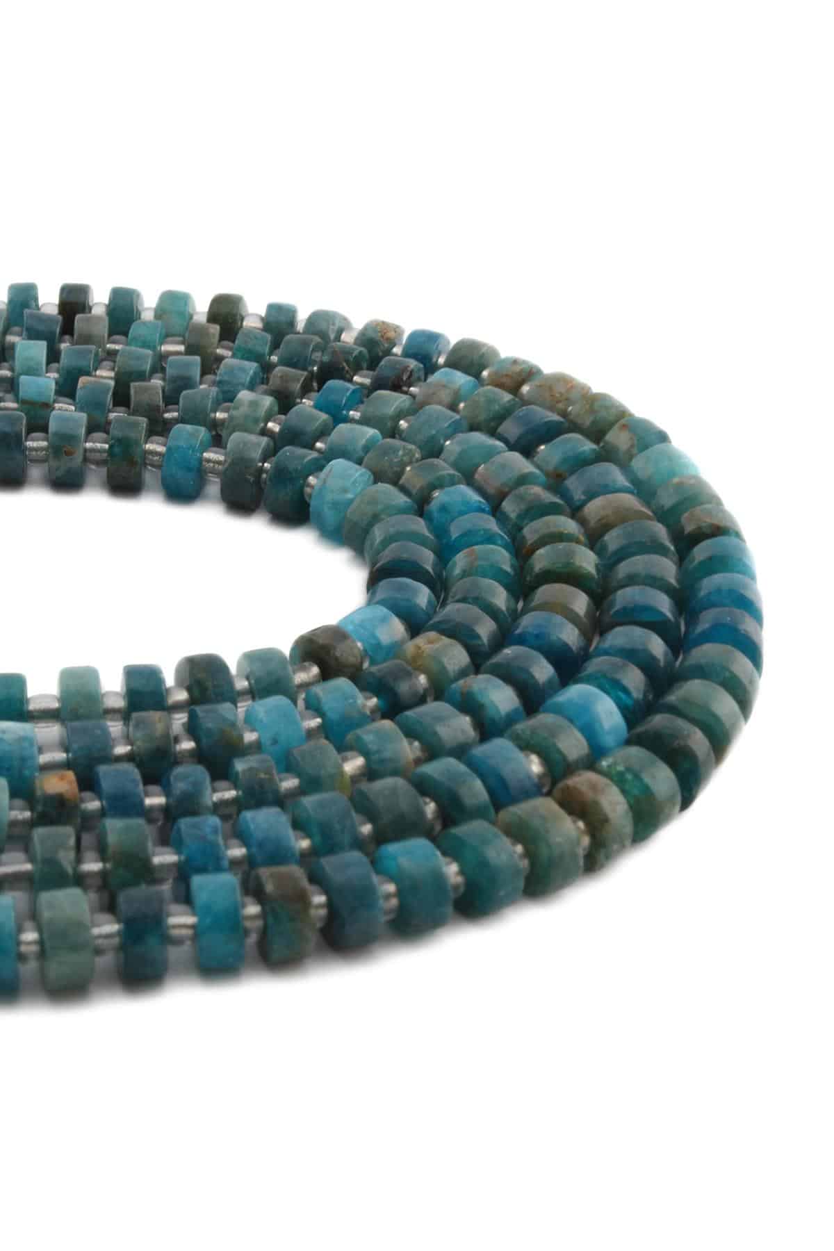 Apatit Doğal Taş Parlak Rondela Kesim 6x4mm Dizi