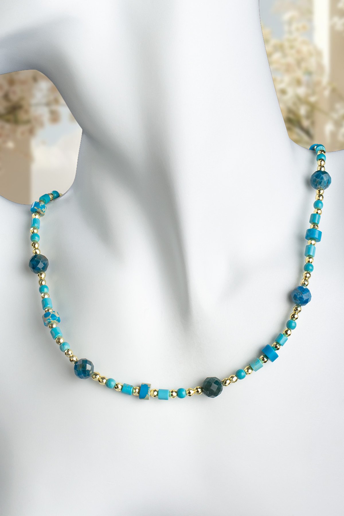 Apatit & Turkuaz Doğal Taş Küre Kesim Kolye