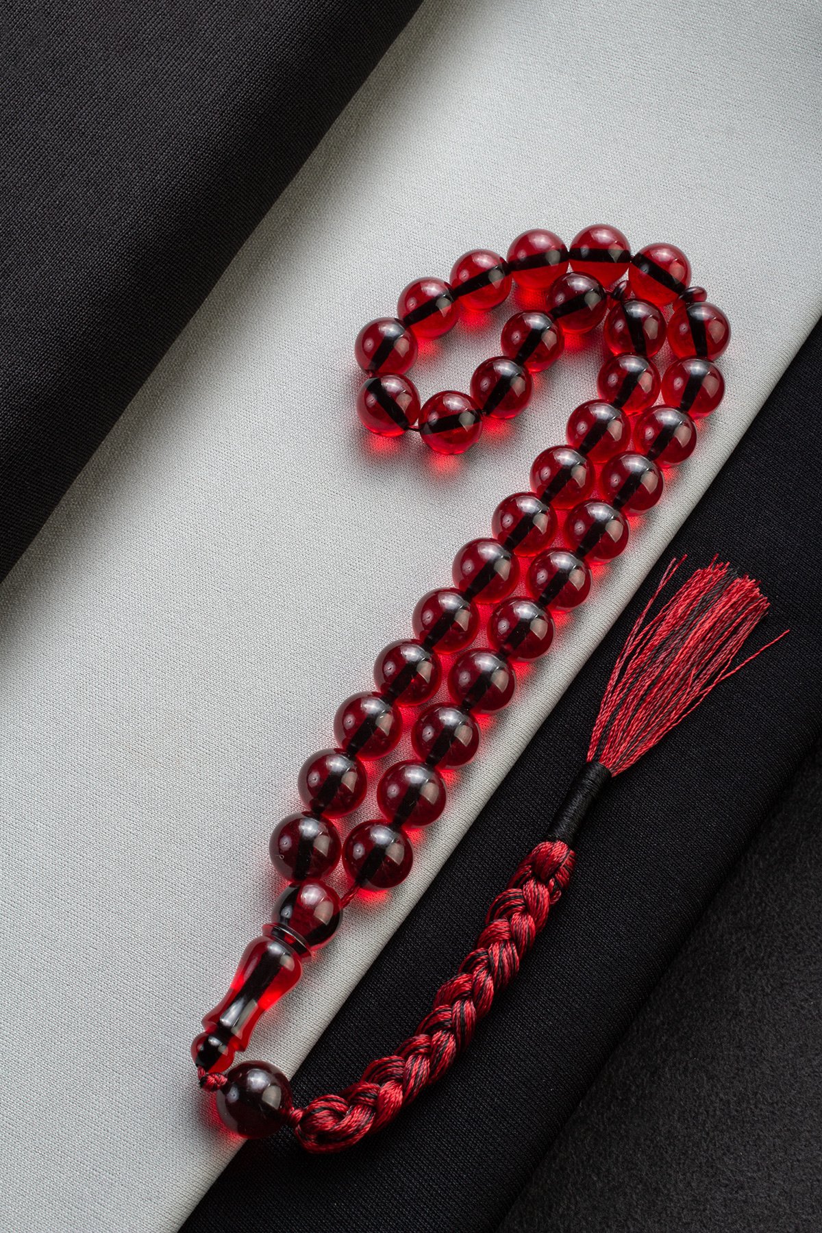 Ateş Kehribar Kızıl Küre Kesim 12mm 33 lu Tesbih