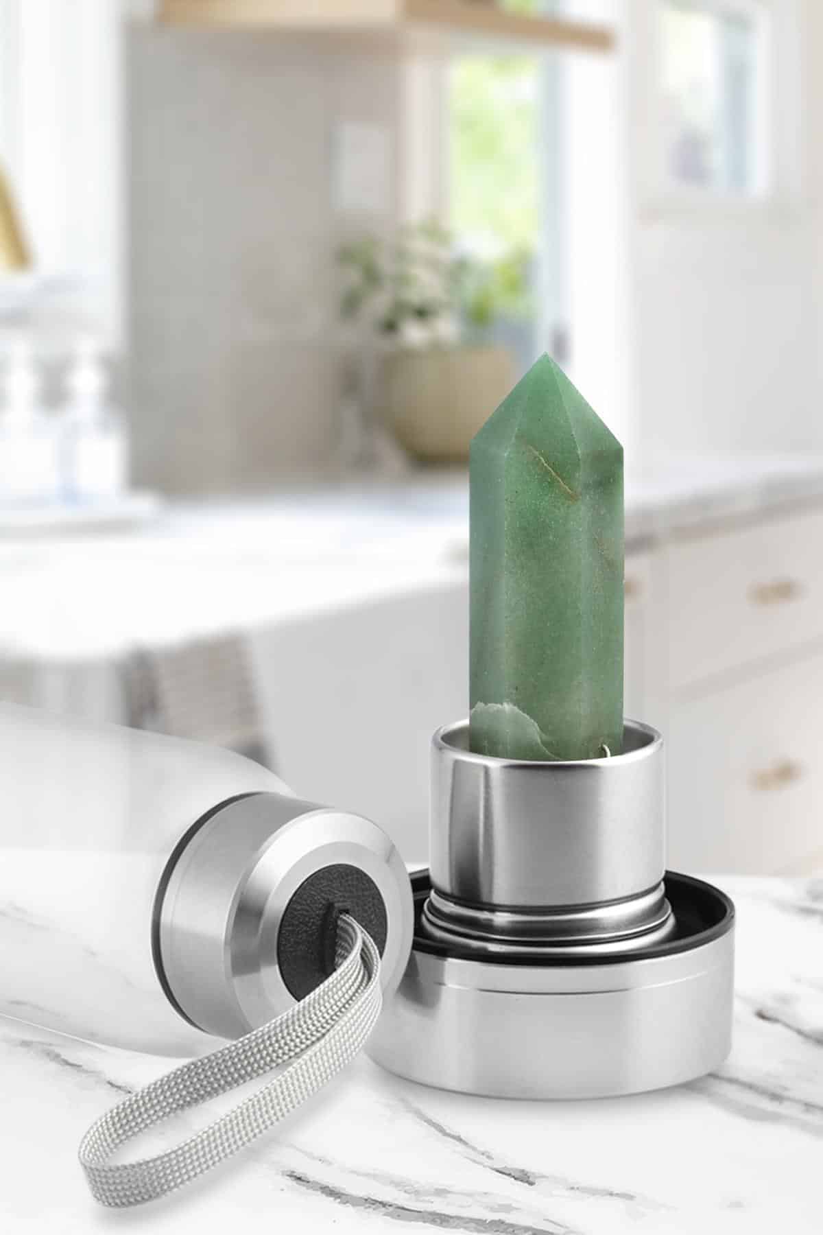 Aventurin 500 Ml Cam Matara Su Şişesi Kılıflı