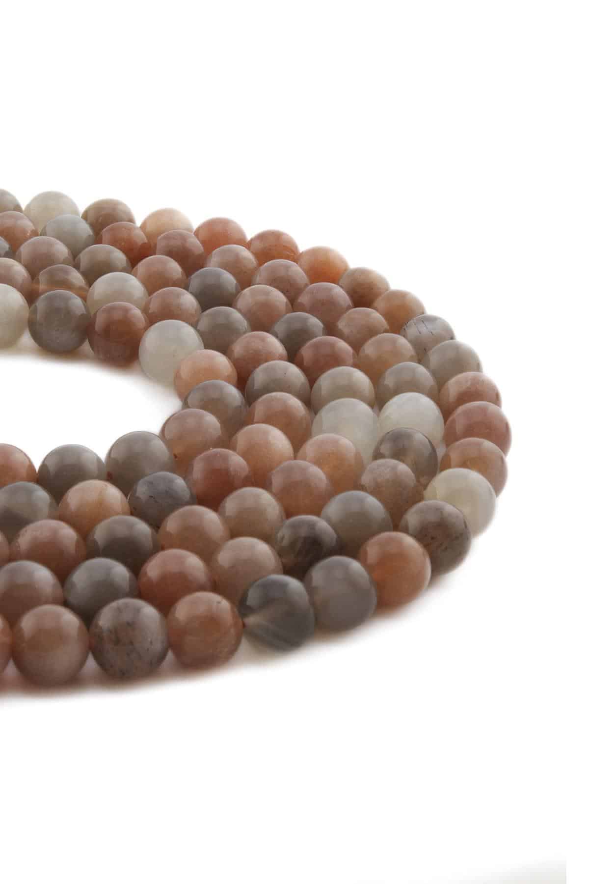 Ay Taşı Doğal Taş Parlak Karışık Küre Kesim 8mm Dizi [AB]