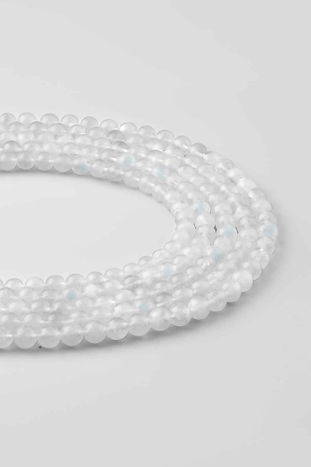 Ay Taşı Doğal Taş Parlak Beyaz Küre Kesim 6mm Dizi [AA]