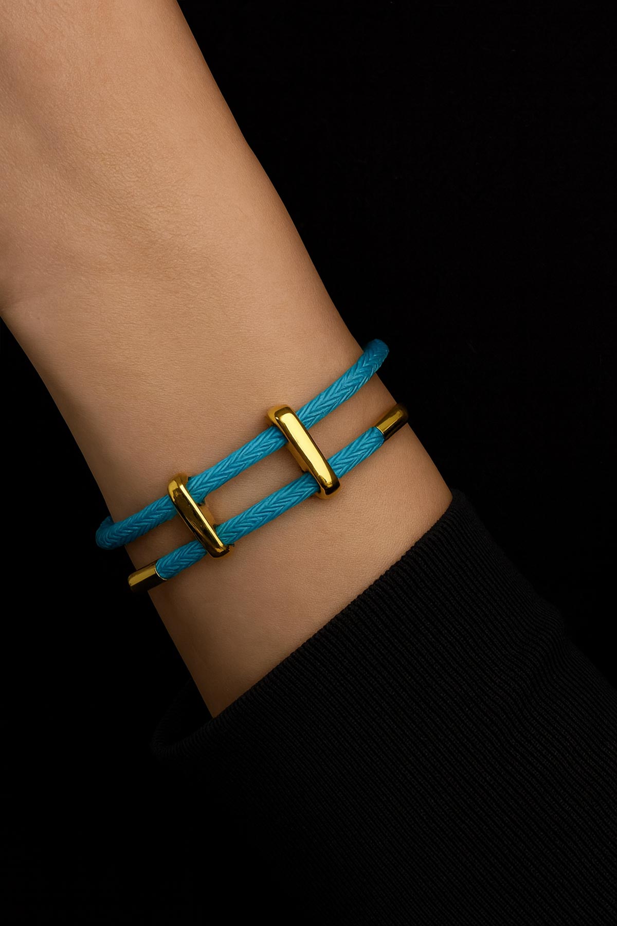 Ayarlanabilir Koyu Mavi Örme Çelik Bileklik