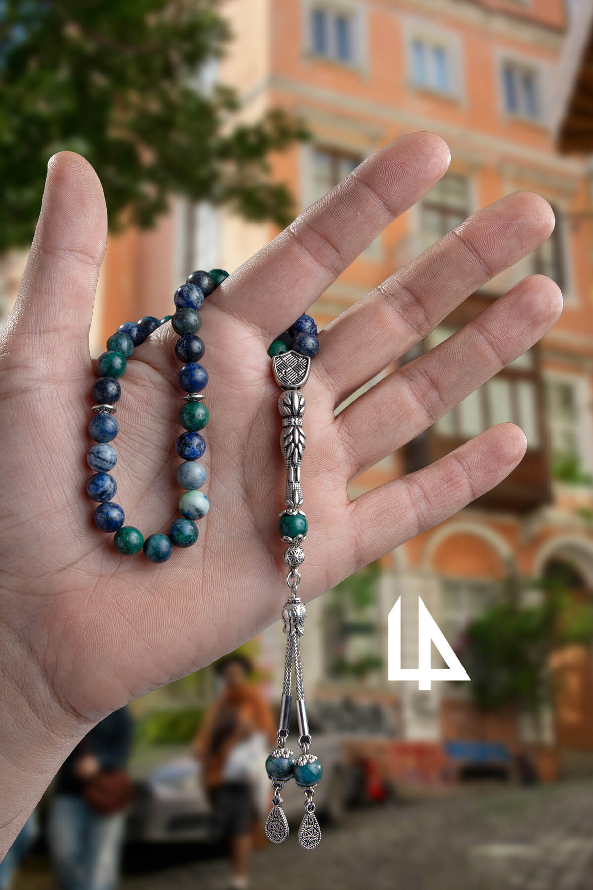 Azurit Doğal Taş Küre Kesim 33 lü 8mm Tesbih