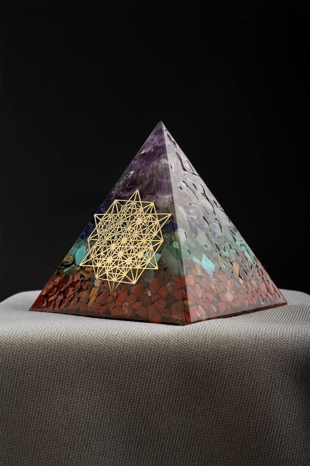 Çakra 7 li Doğal Taş Piramit Kesim Orgonit