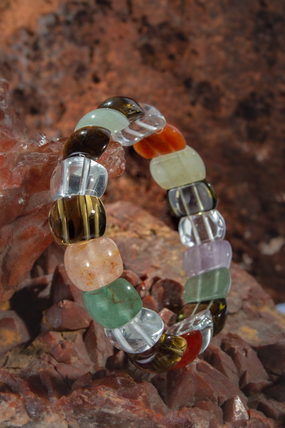 Çakra Taşı Bombeli Dikdörtgen Kesim Bileklik