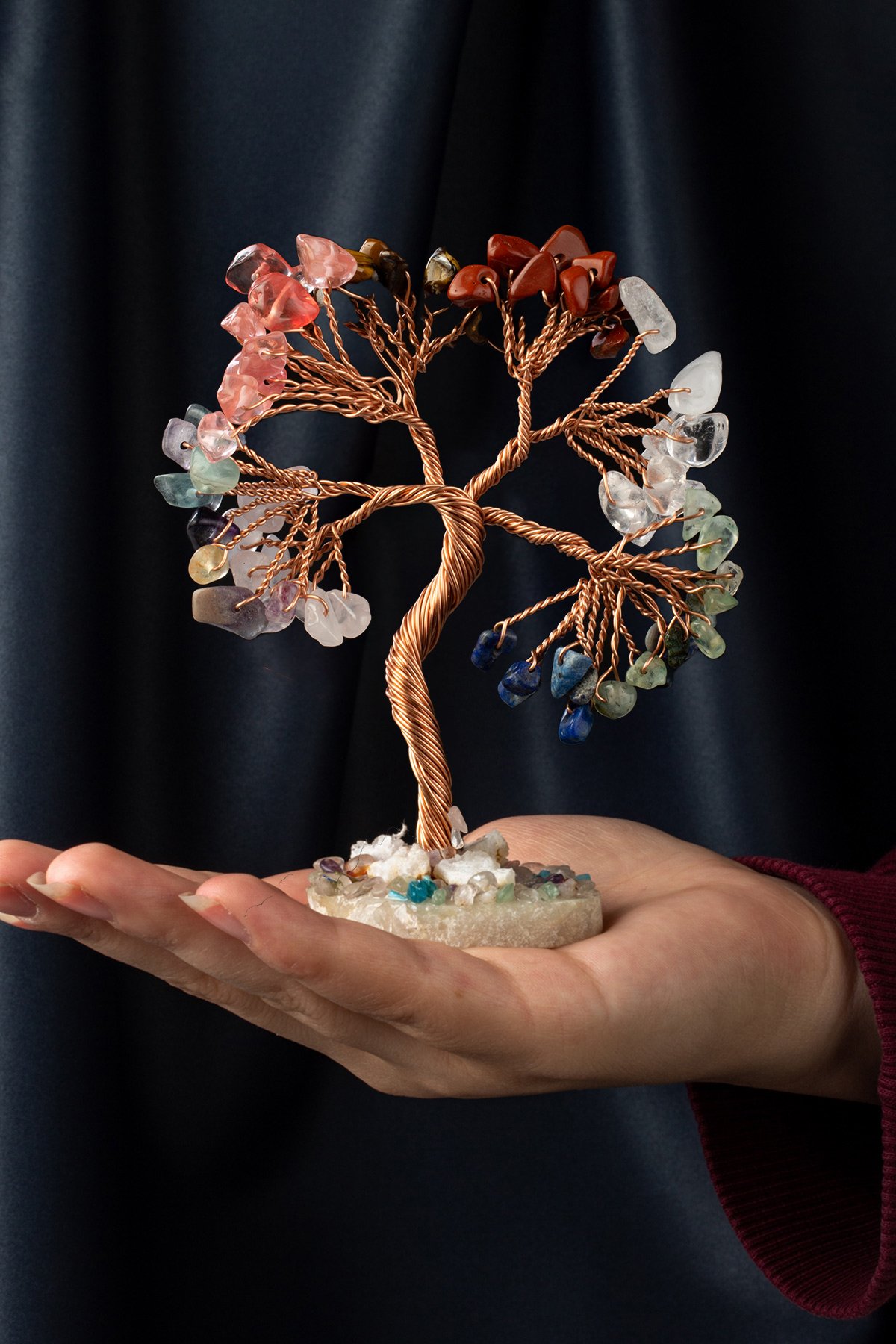 Çakra Taşı El Yapımı 6x11cm Doğal Taş Dekoratif Hayat Ağacı