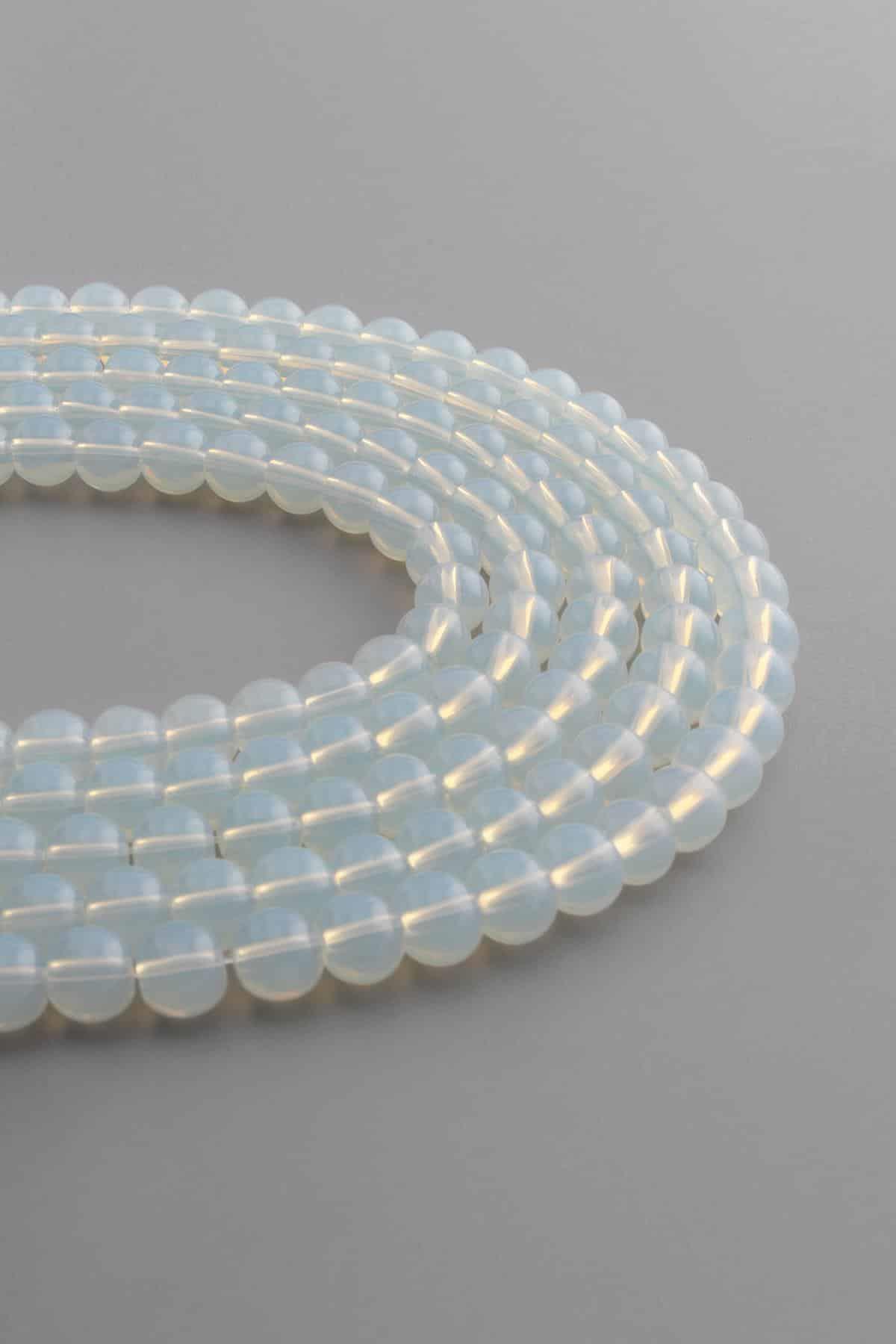 Cam Opal Parlak Beyaz Küre Kesim 6mm Dizi