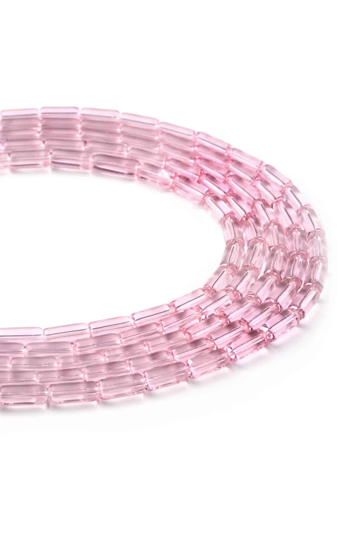 Cam Parlak Pembe Silindir Kesim 5x10mm Dizi