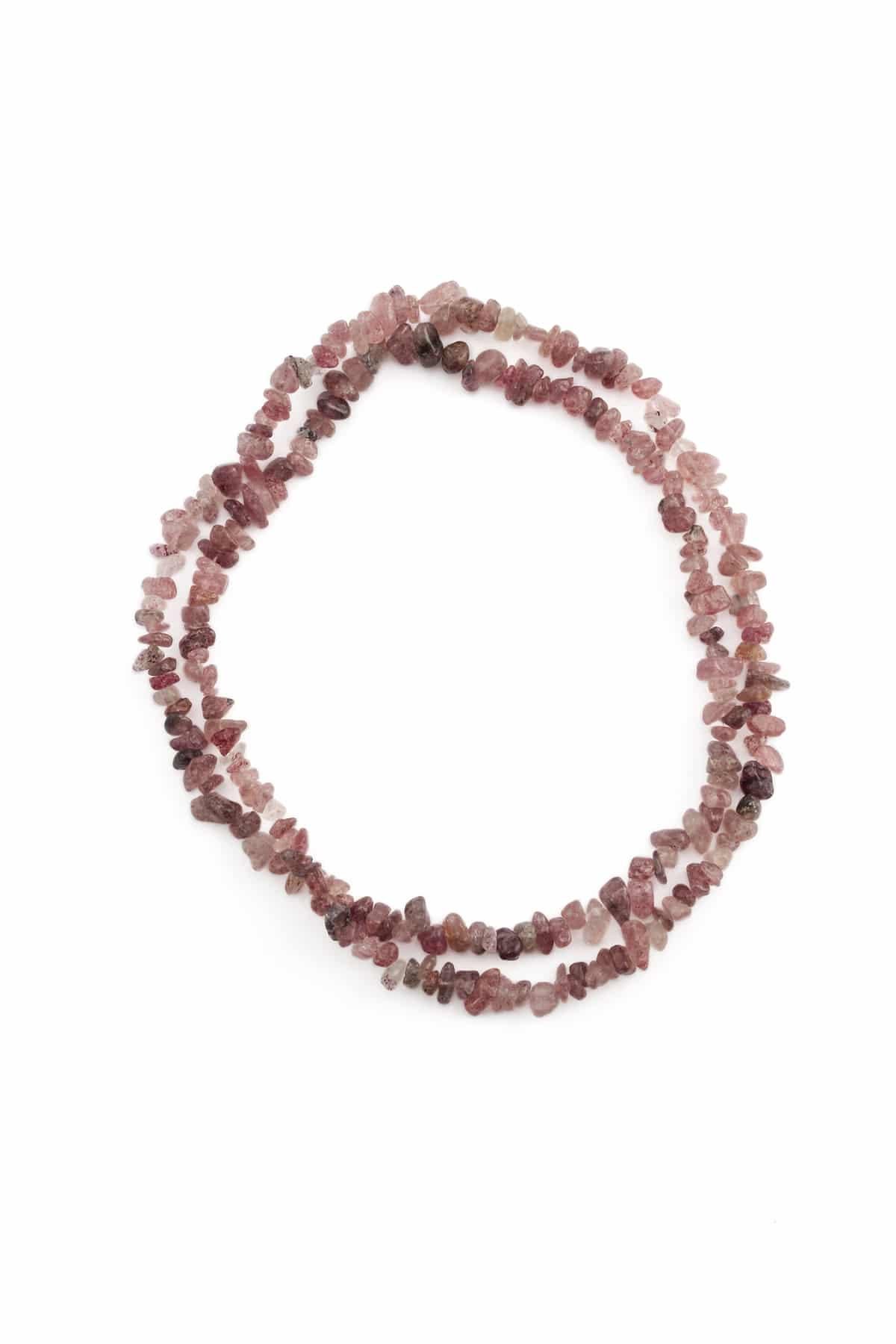 Çilek Kuvars Doğal Kırıktaş 5x8mm Dizi