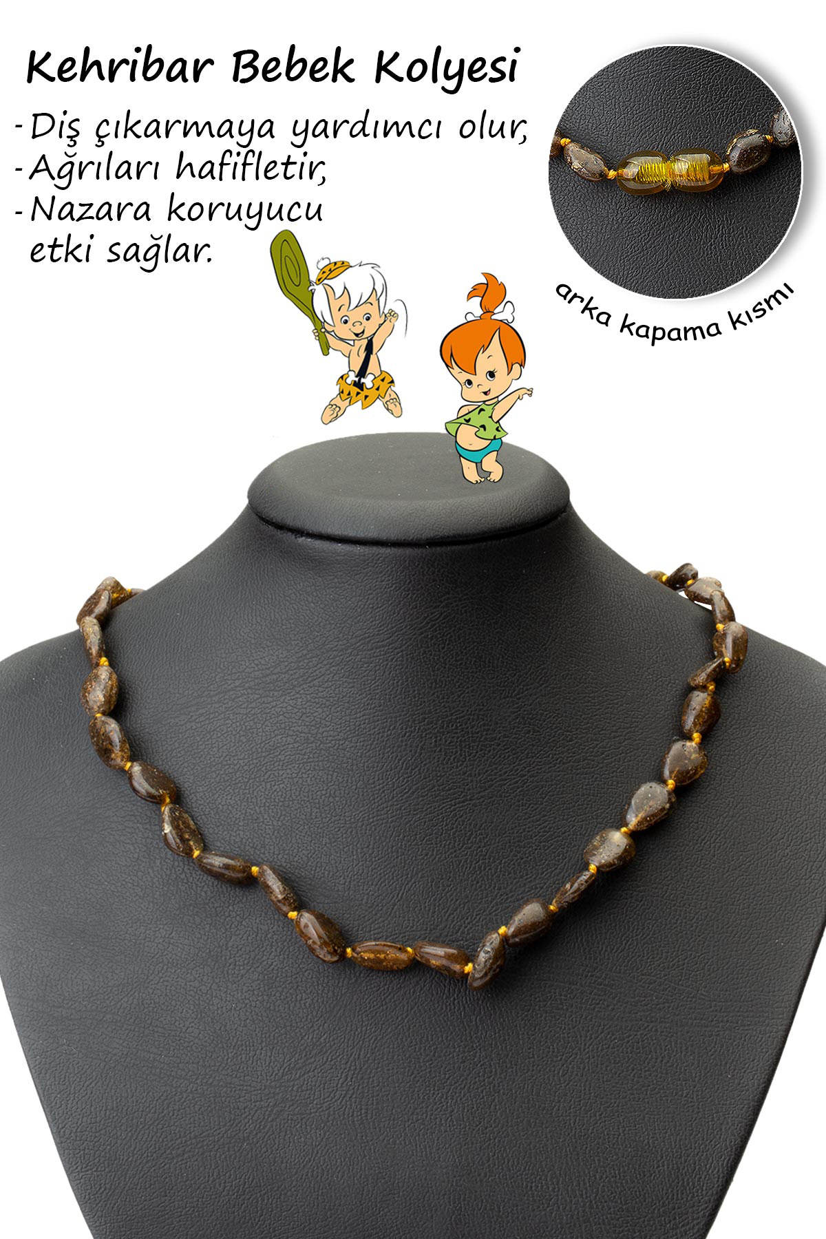 Damla Kehribar Karışık Parlak Yeşil Tımbıl Kesim Bebek Kolye