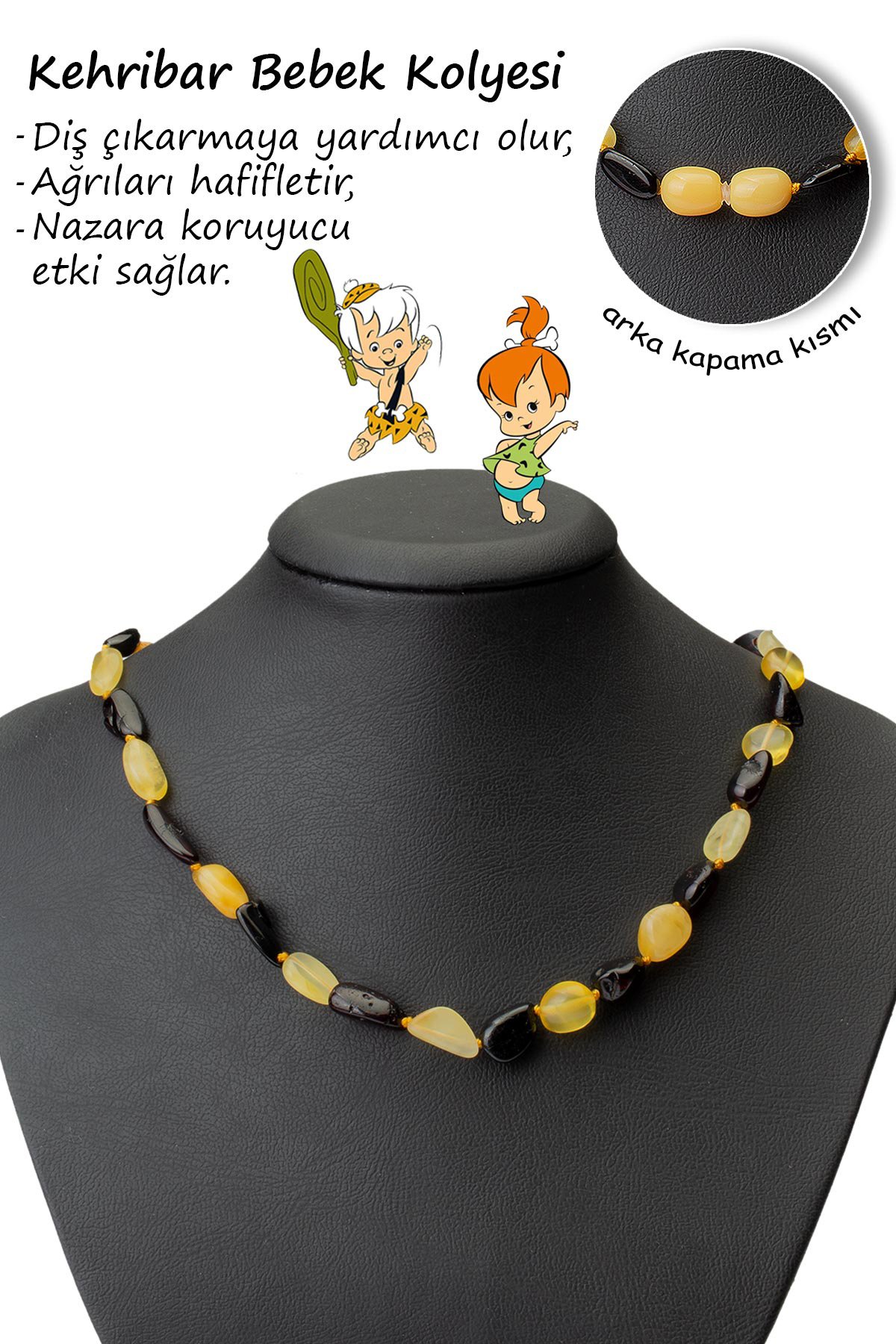 Damla Kehribar Karışık Renk Tımbıl Kesim Bebek Kolyesi 4.25-4.50gr