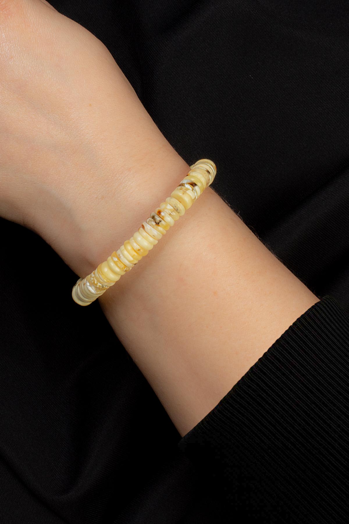 Damla Kehribar Karışık Ton Rondela Kesim Unisex Bileklik  9-11gr