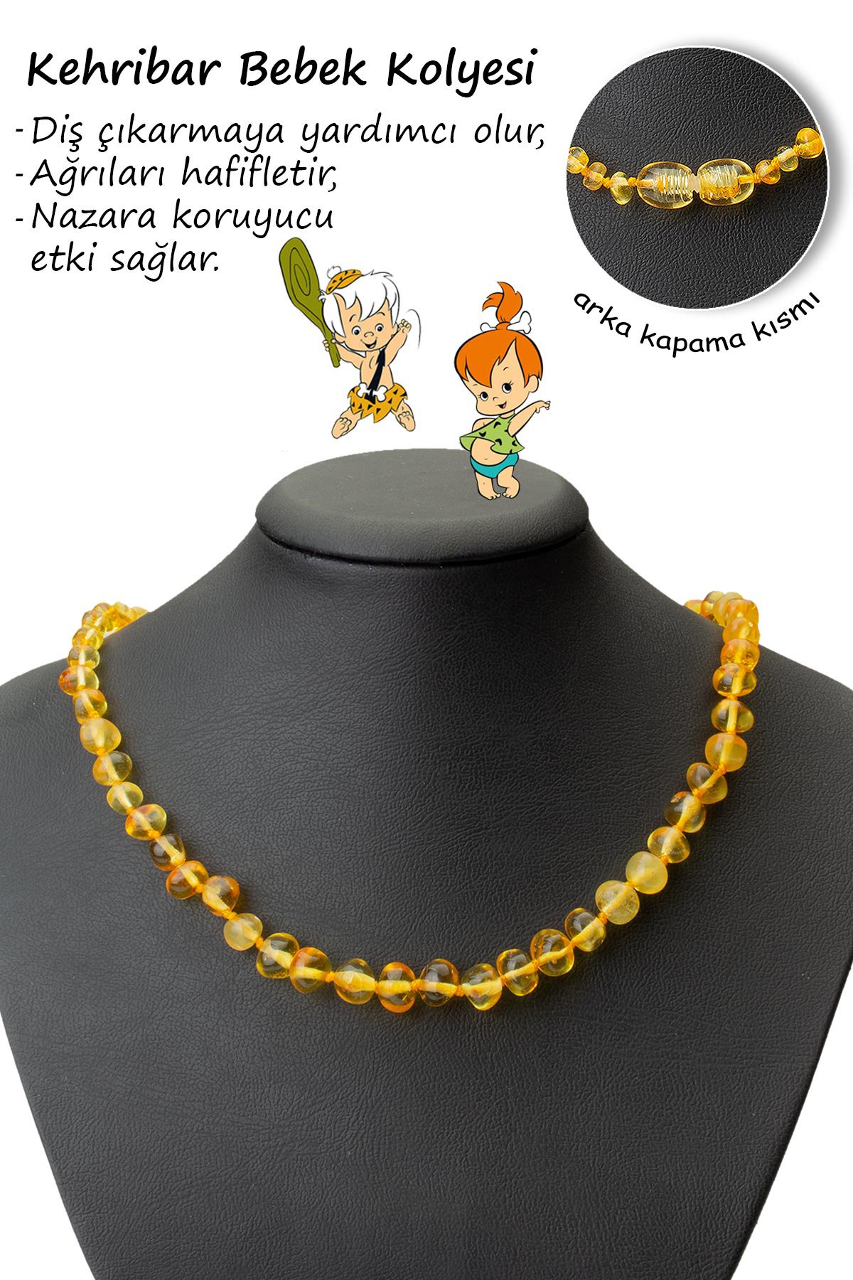 Damla Kehribar Tımbıl Kesim Parlak Sarı Bebek Kolyesi 4,8-5,2gr