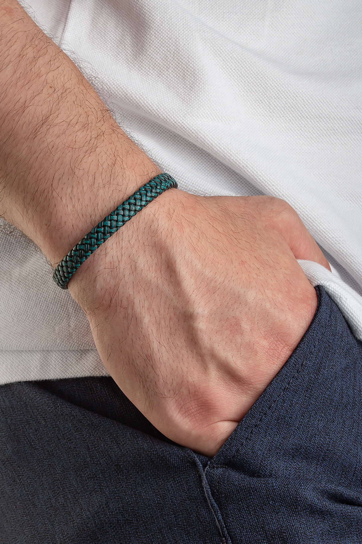 Deri Yeşil 8mm Erkeke Bilekliği