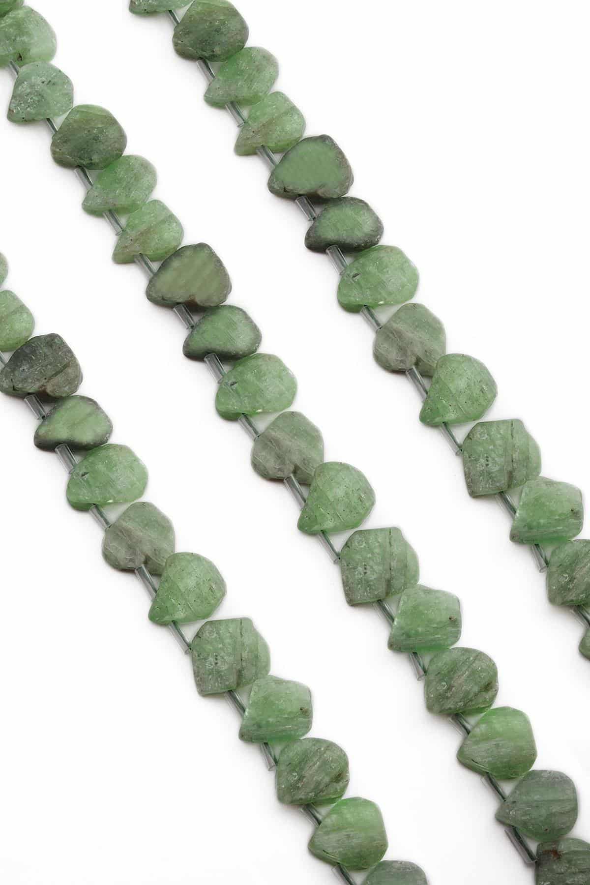 Diopsit Doğal Taş Parlak Yeşil Yassı Damla Kesim 12x9mm Dizi [AA]