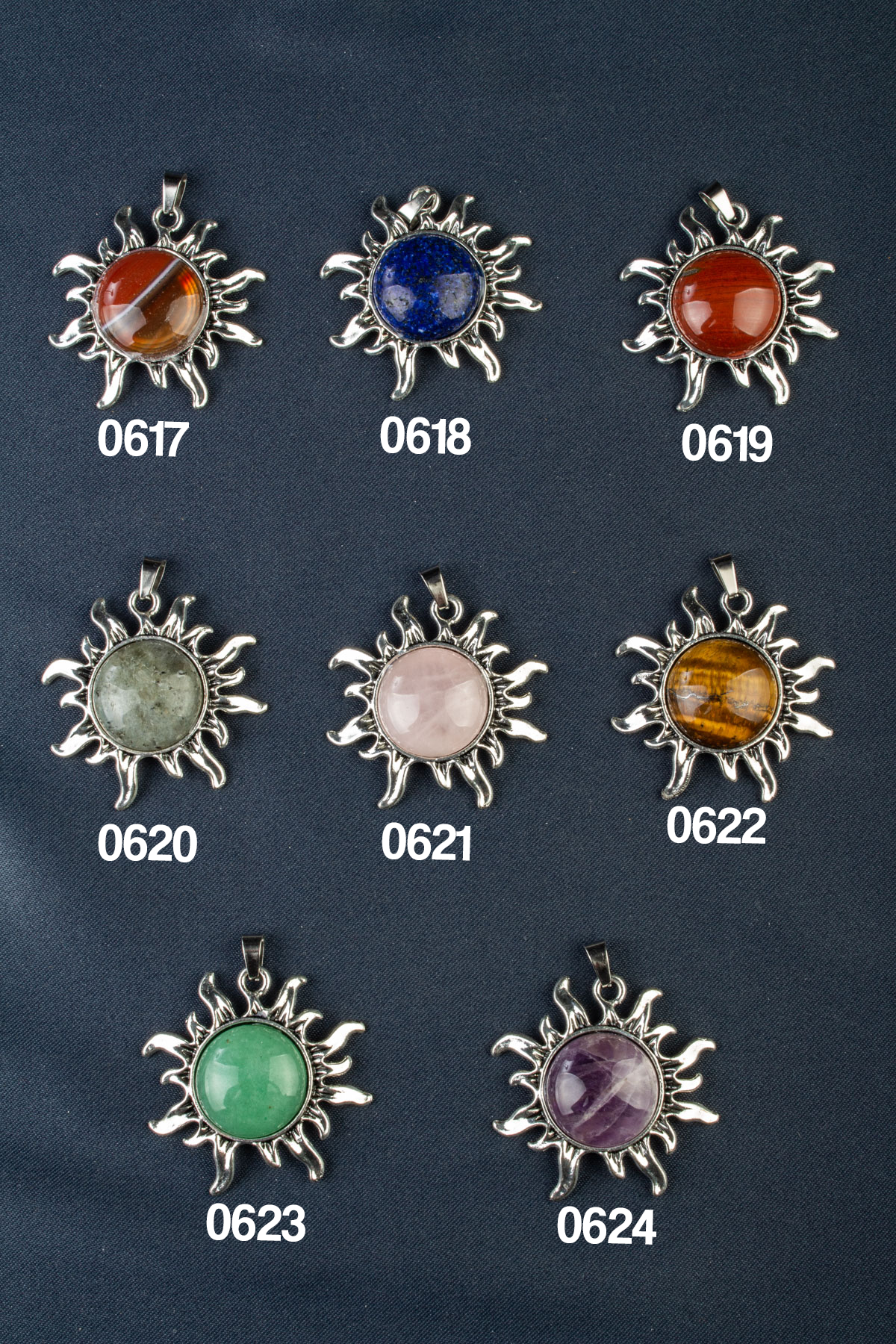 Doğal Taş Güneş Kesim 42mm Kolye Ucu Modelleri