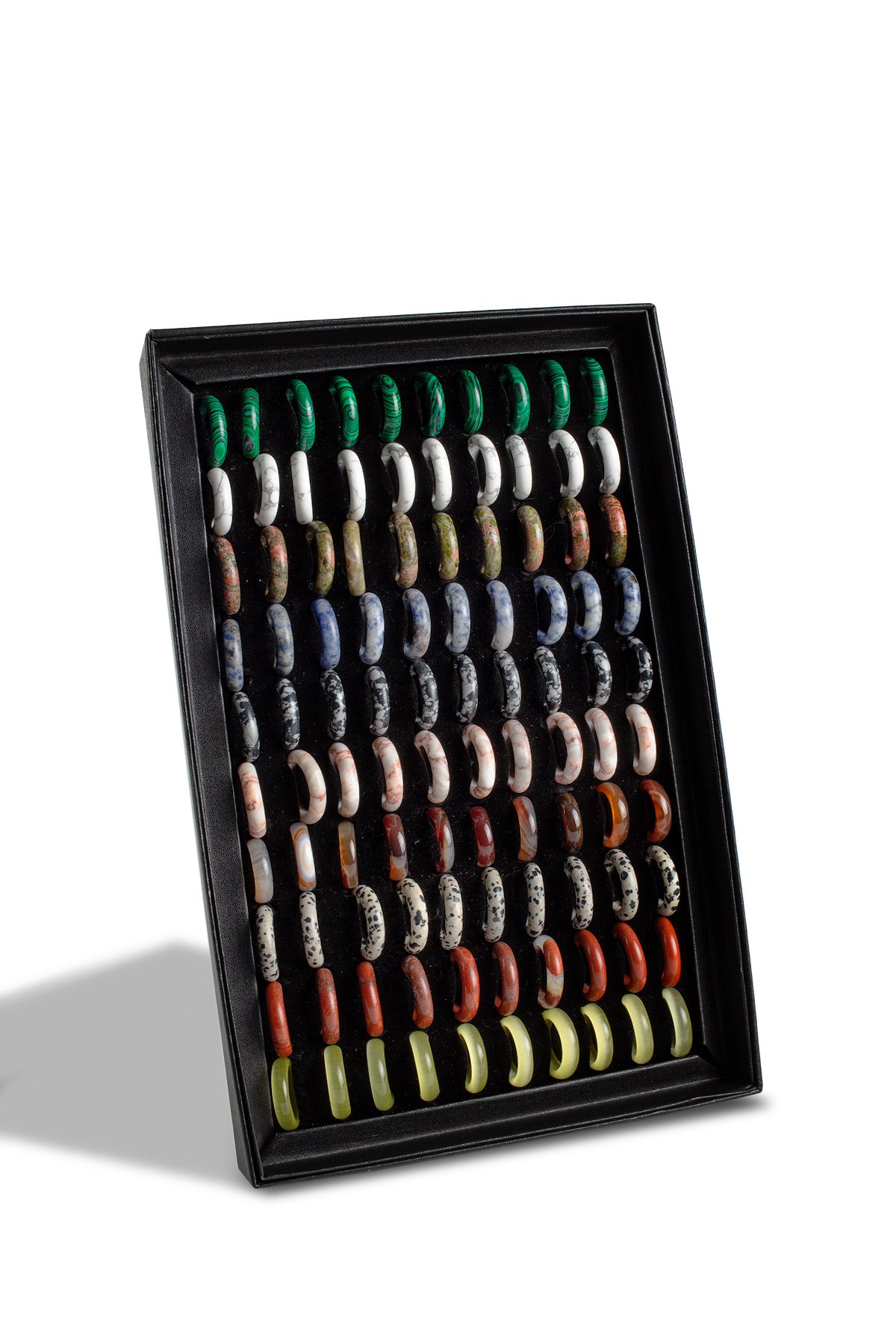 Doğal Taş Karışık Daire Kesim 100 Adet Yüzük