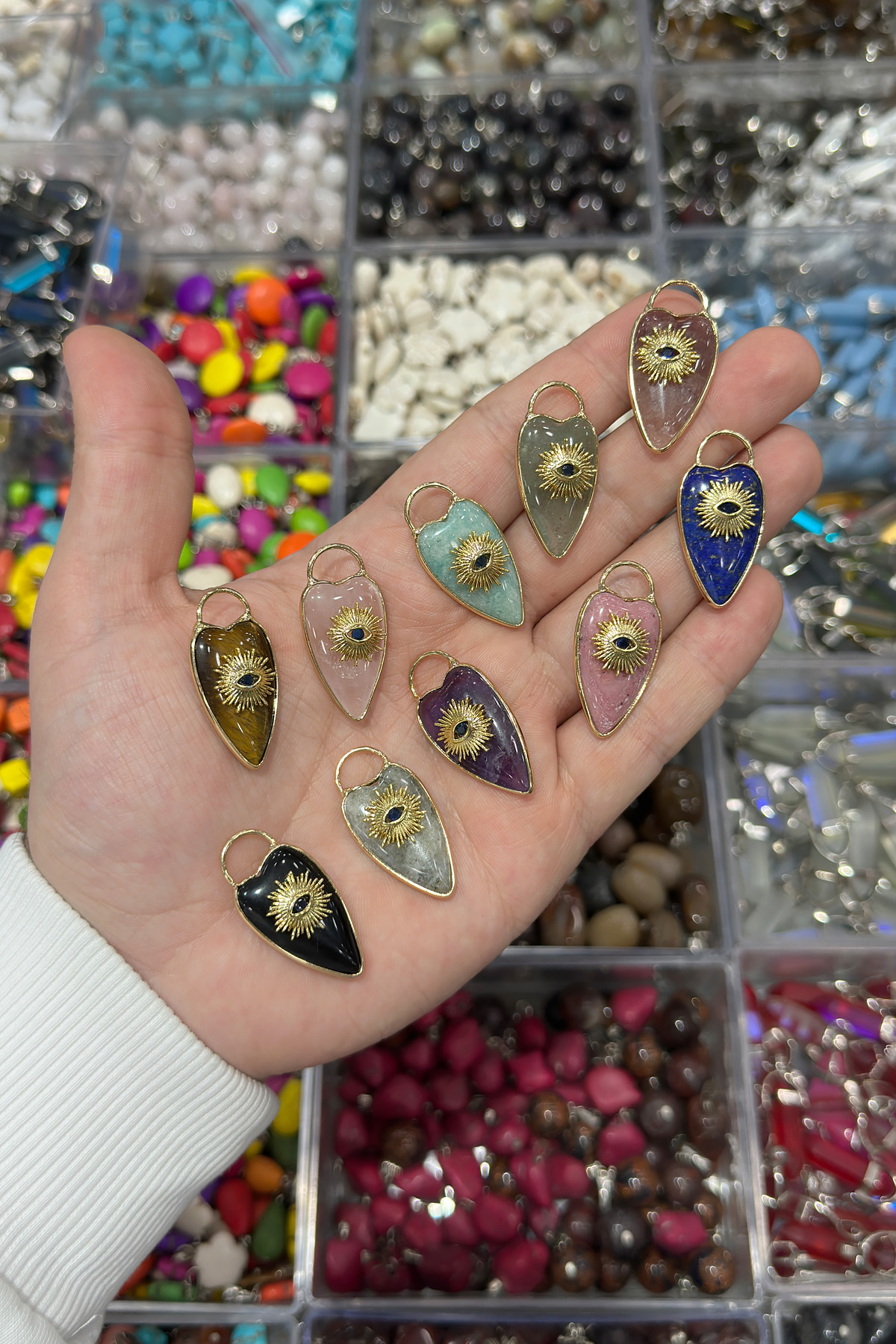 Doğal Taş Kolye Ucu Damla Kesim 32x16mm