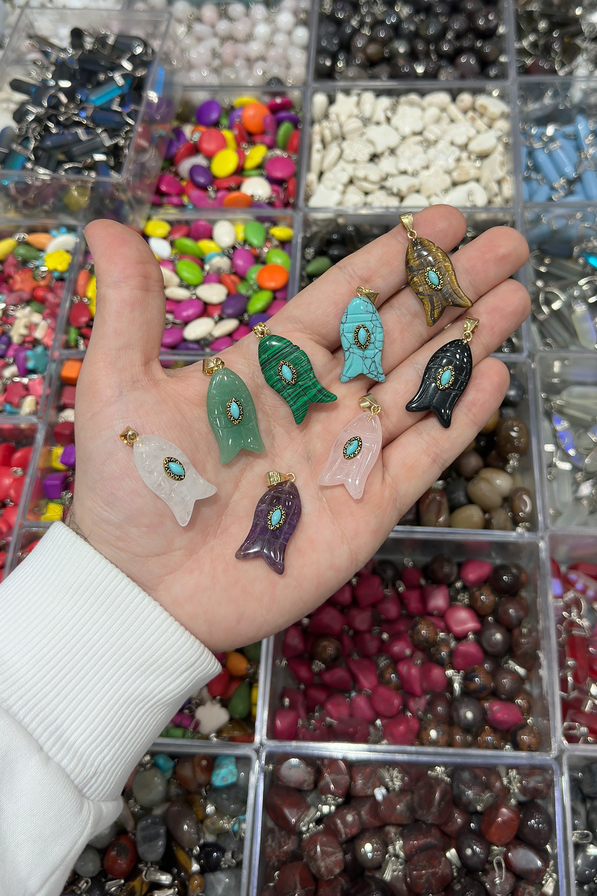 Doğal Taş Kolye Ucu Lale Kesim 30x15mm