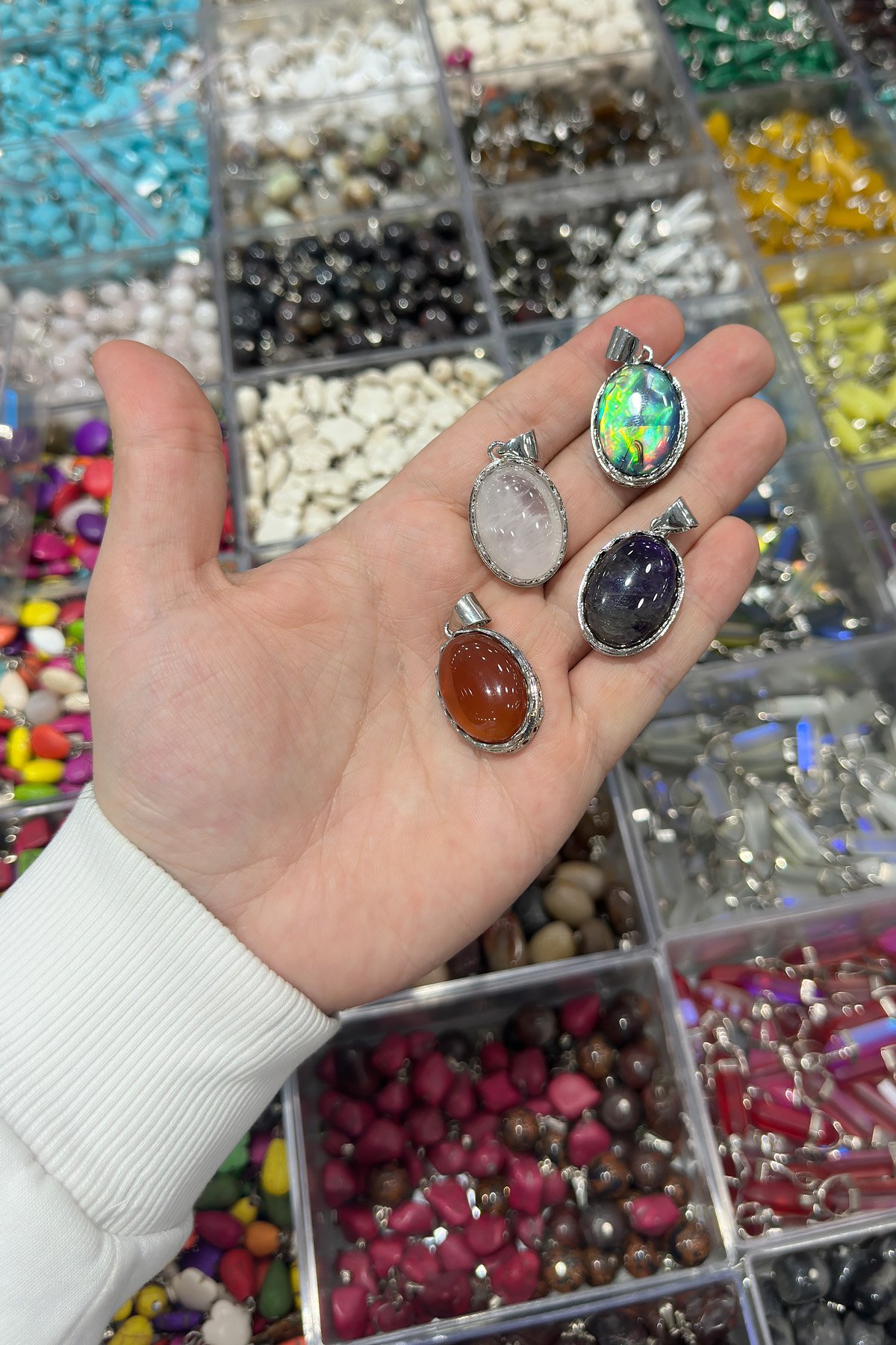 Doğal Taş Kolye Ucu Oval Kesim 30x20mm