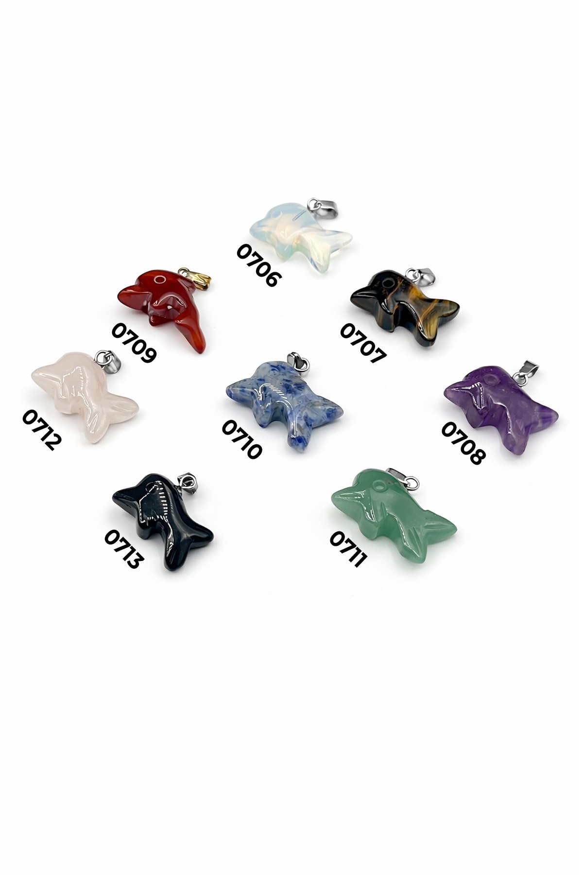 Doğal Taş Kolye Ucu Yunus Kesim 24x14mm