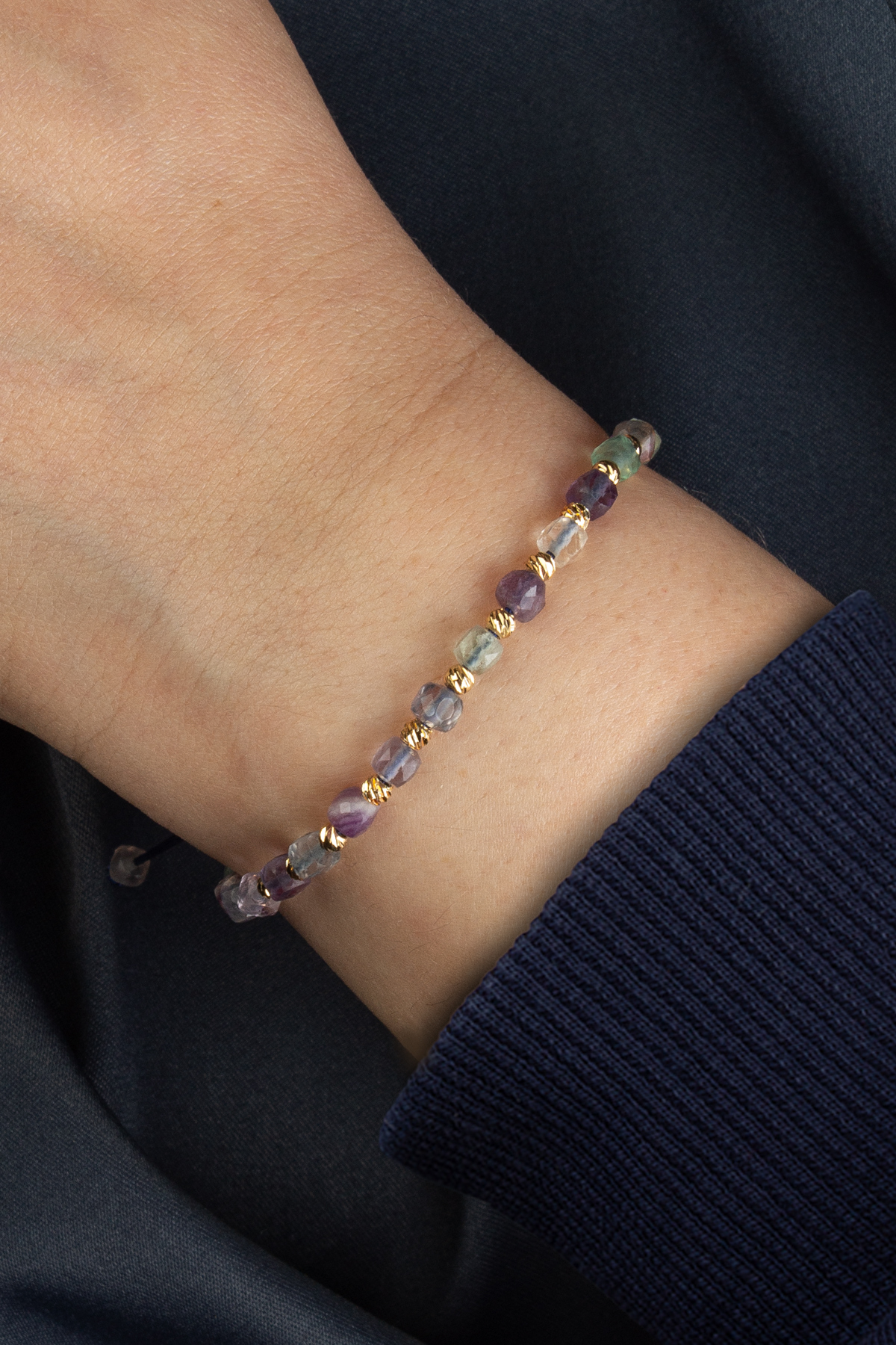 Florit Doğal Taş Küp Kesim Makrome Bileklik