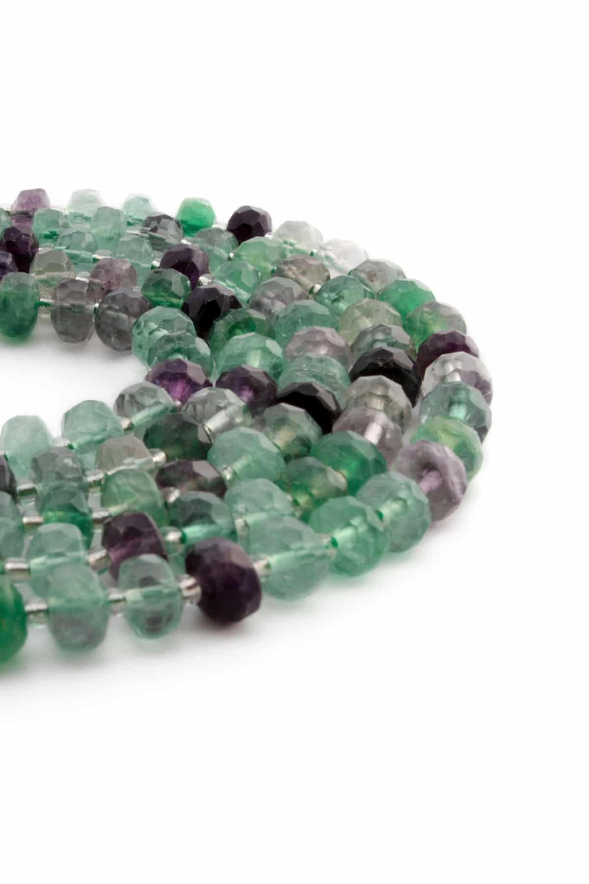 Florit Doğal Taş Parlak Yeşil Dore Faset Kesim 8x6mm Dizi [AA]