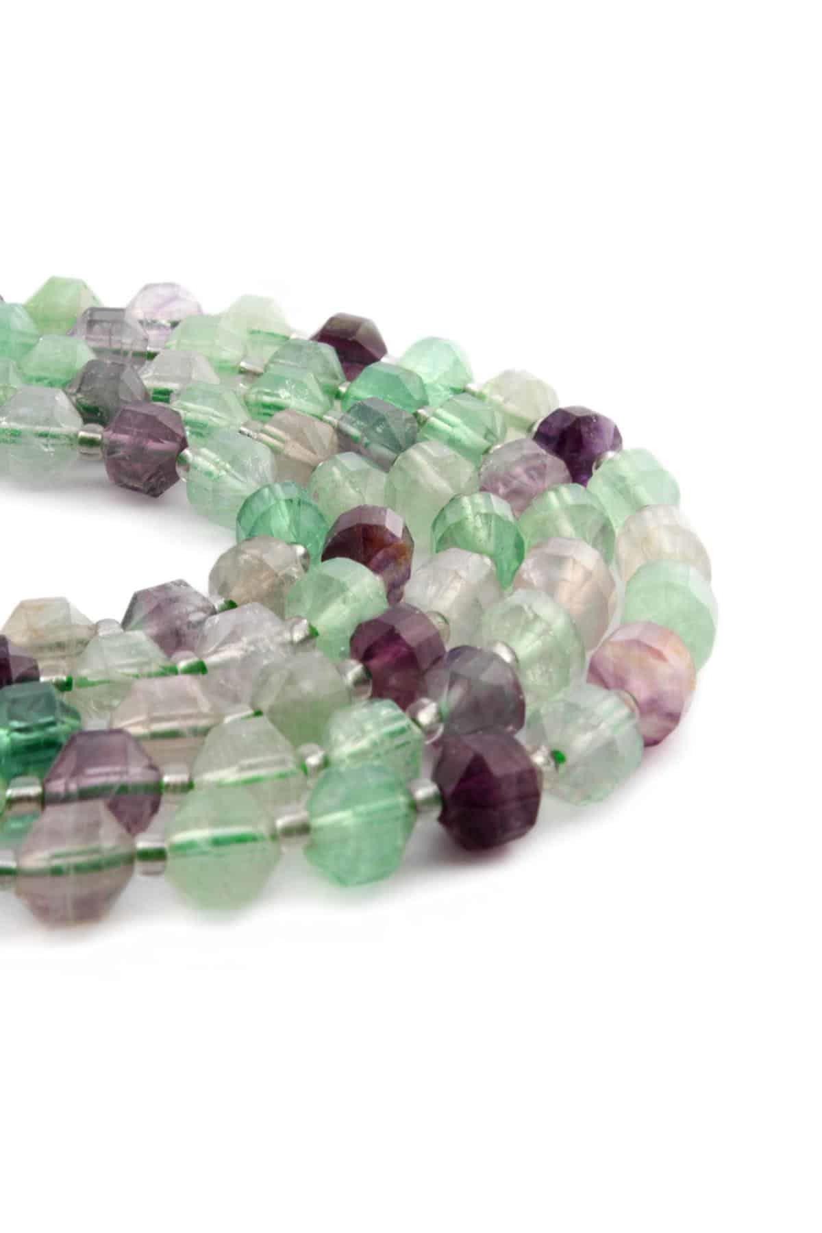 Florit Doğal Taş Parlak Yeşil Hegzagonal Kesim 8mm Dizi [AA]