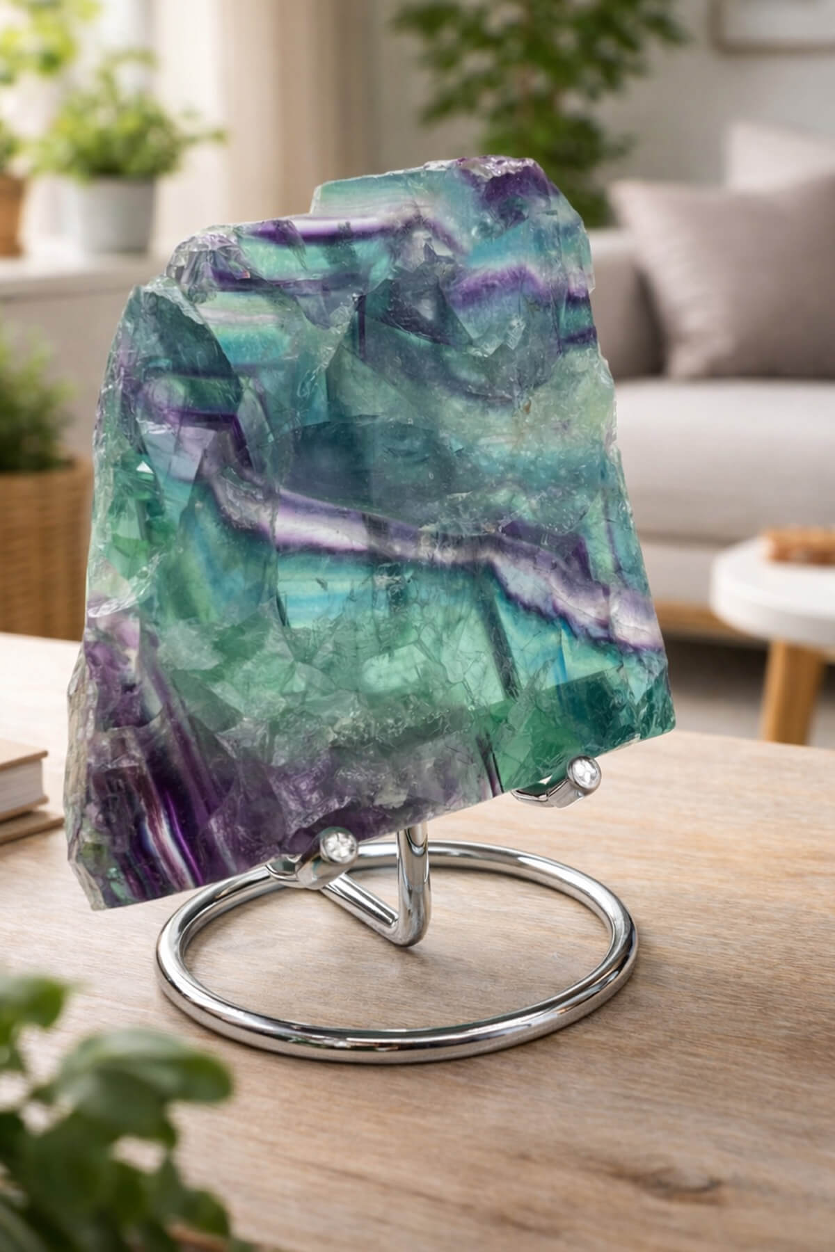 Florit Taşı Ham Kütle 15x10cm Dekoratif Obje - 422 Gram