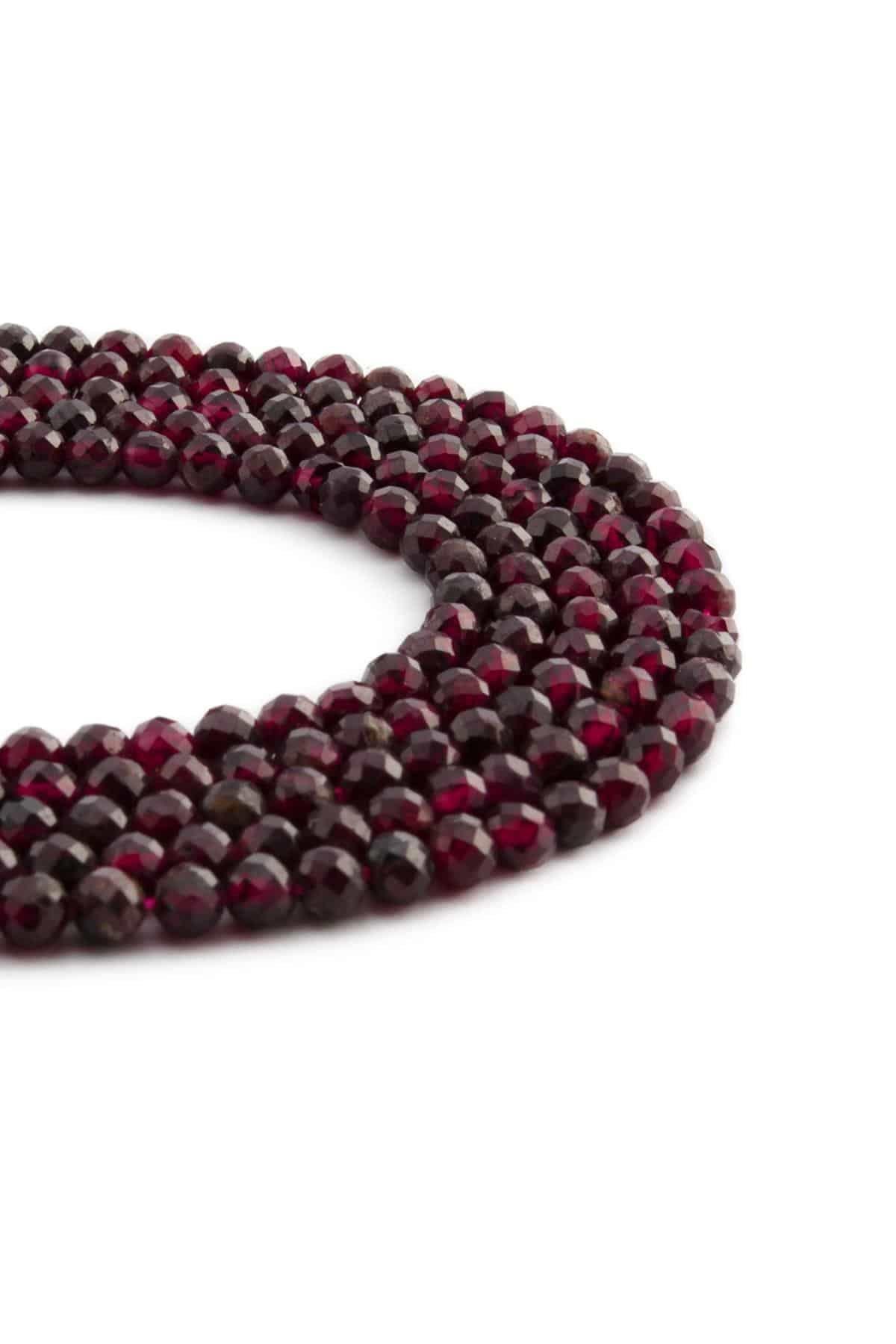 Garnet Doğal Taş Parlak Küre Kristal Kesim 3mm Dizi [AB+]