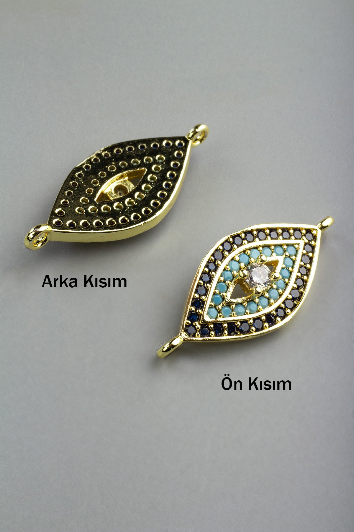 Gold Göz Kesim Mavi Laci Zirkon Bileklik Aparatı 20 mmx 11 mm