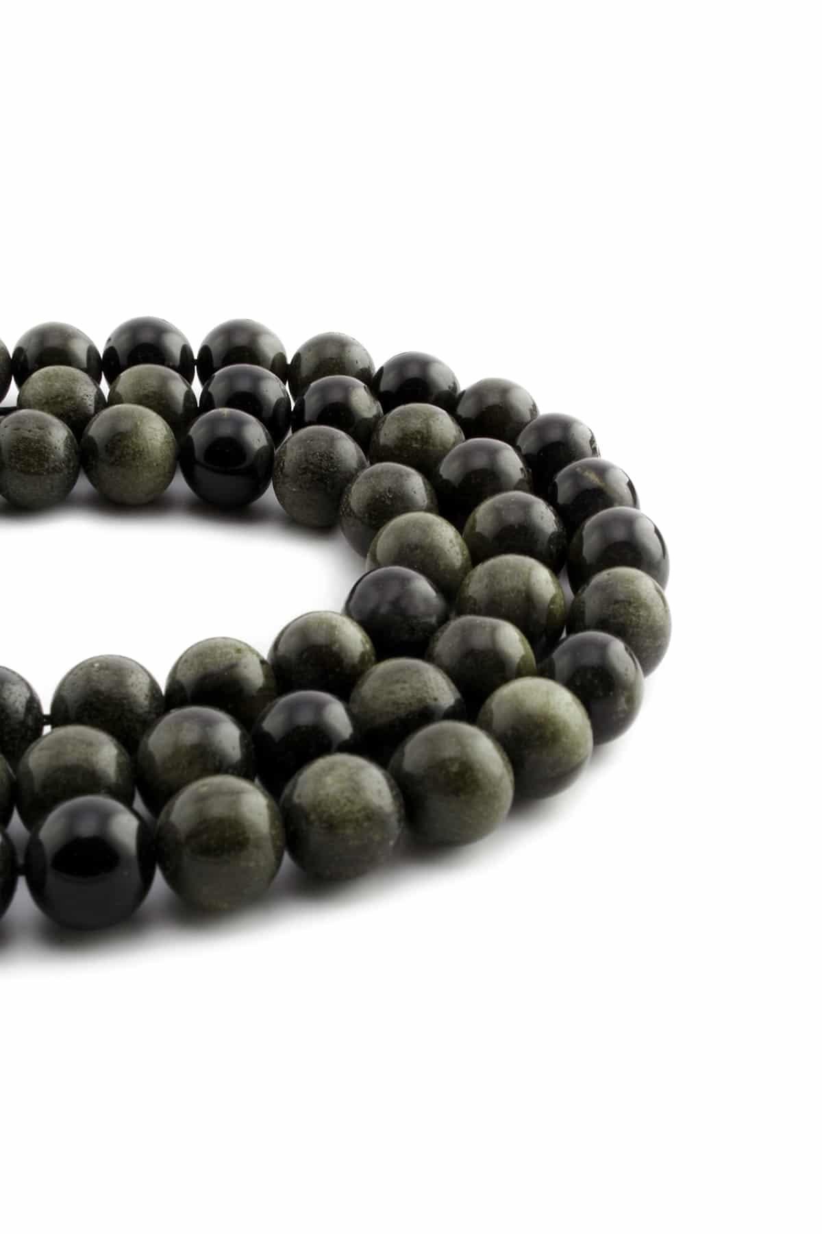 Gold Obsidyen Doğal Taş Parlak Küre Kesim 12mm Dizi