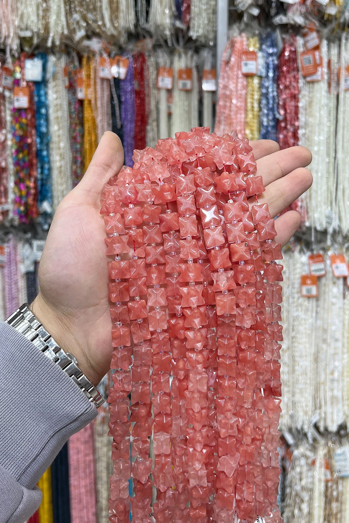 Gül Kuvars Doğal Taş Küp Yıldız Kesim 10x10mm Dizi