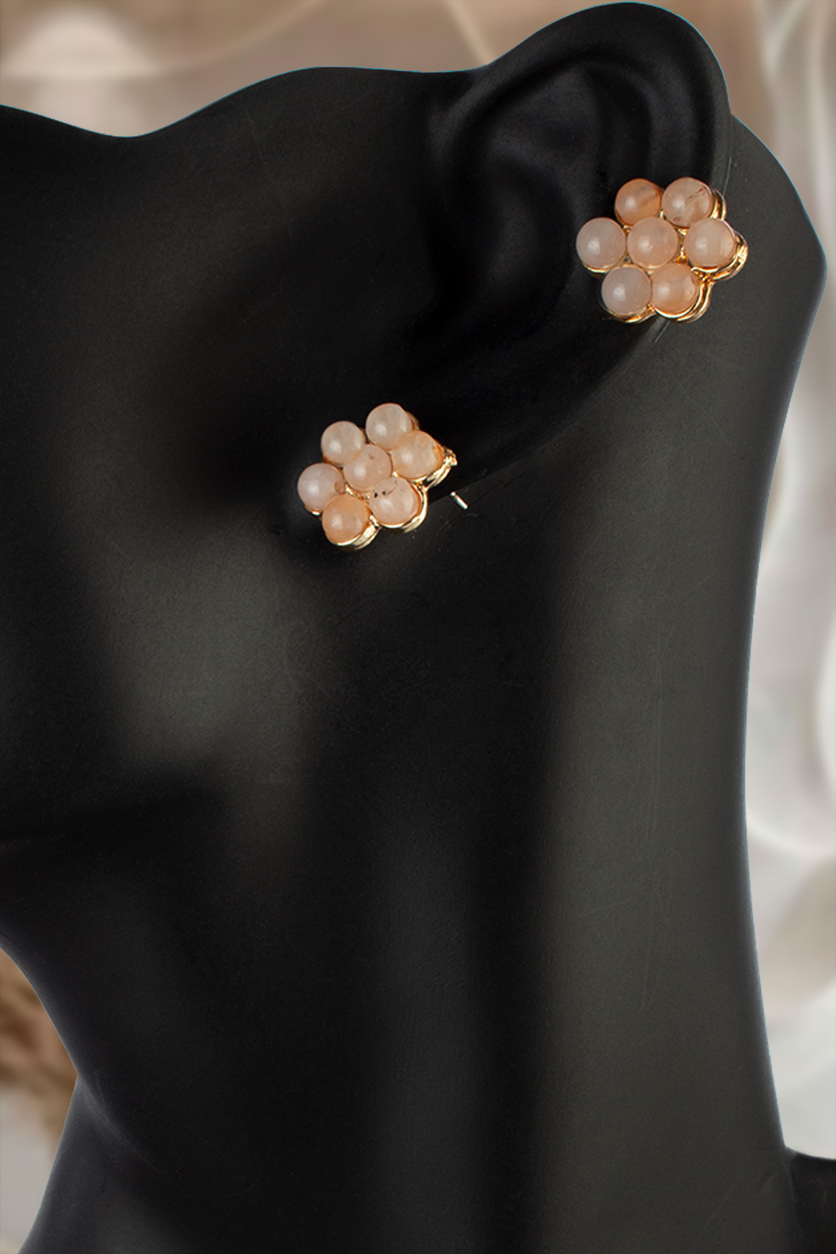 Güneş Taşı Çiçek Kesim Küpe