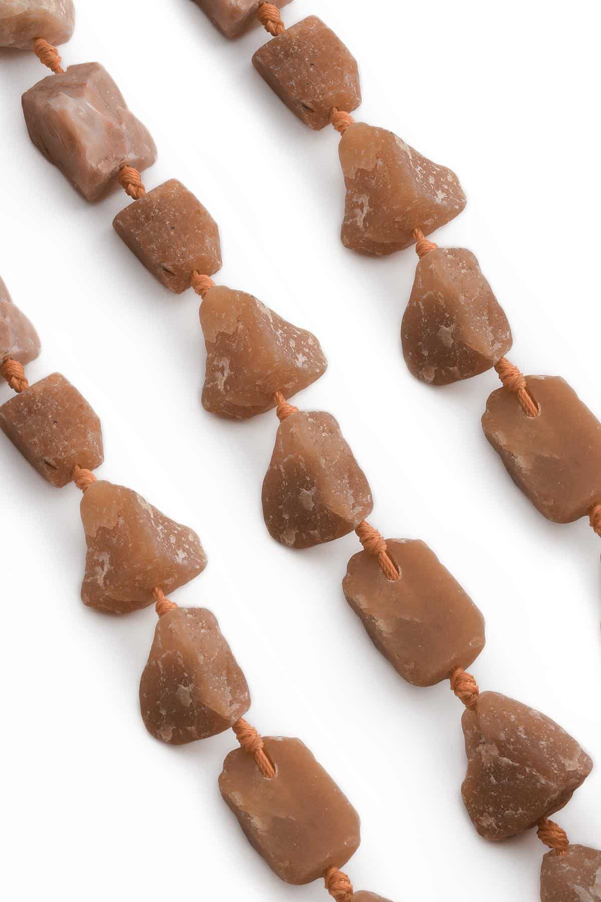 Güneş Taşı Doğal Taş Mat Kahverengi Ham Kütle Kesim 15x25mm Dizi [AA]