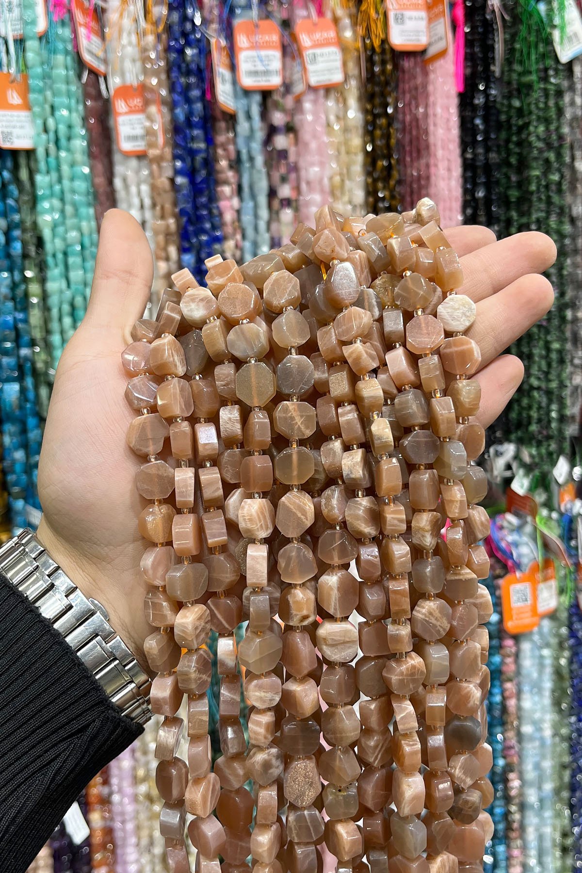 Güneş Taşı Doğal Taş Sekizgen Kesim 12mm Dizi