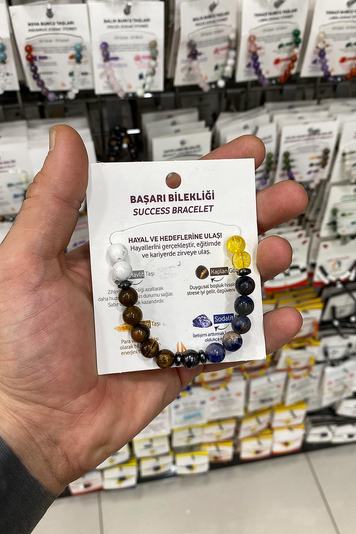 Havlit-Kaplangözü-Sodalit-Sitrin Doğal Taş Küre Kesim Başarı Bilekliği