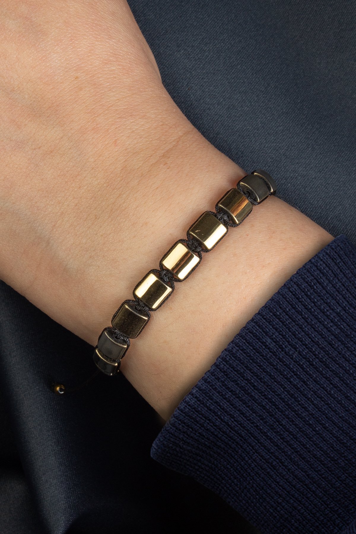 Hematit Doğal Taş Antik Sarı Yassı Kare Kesim 7x7mm Makrome Bileklik