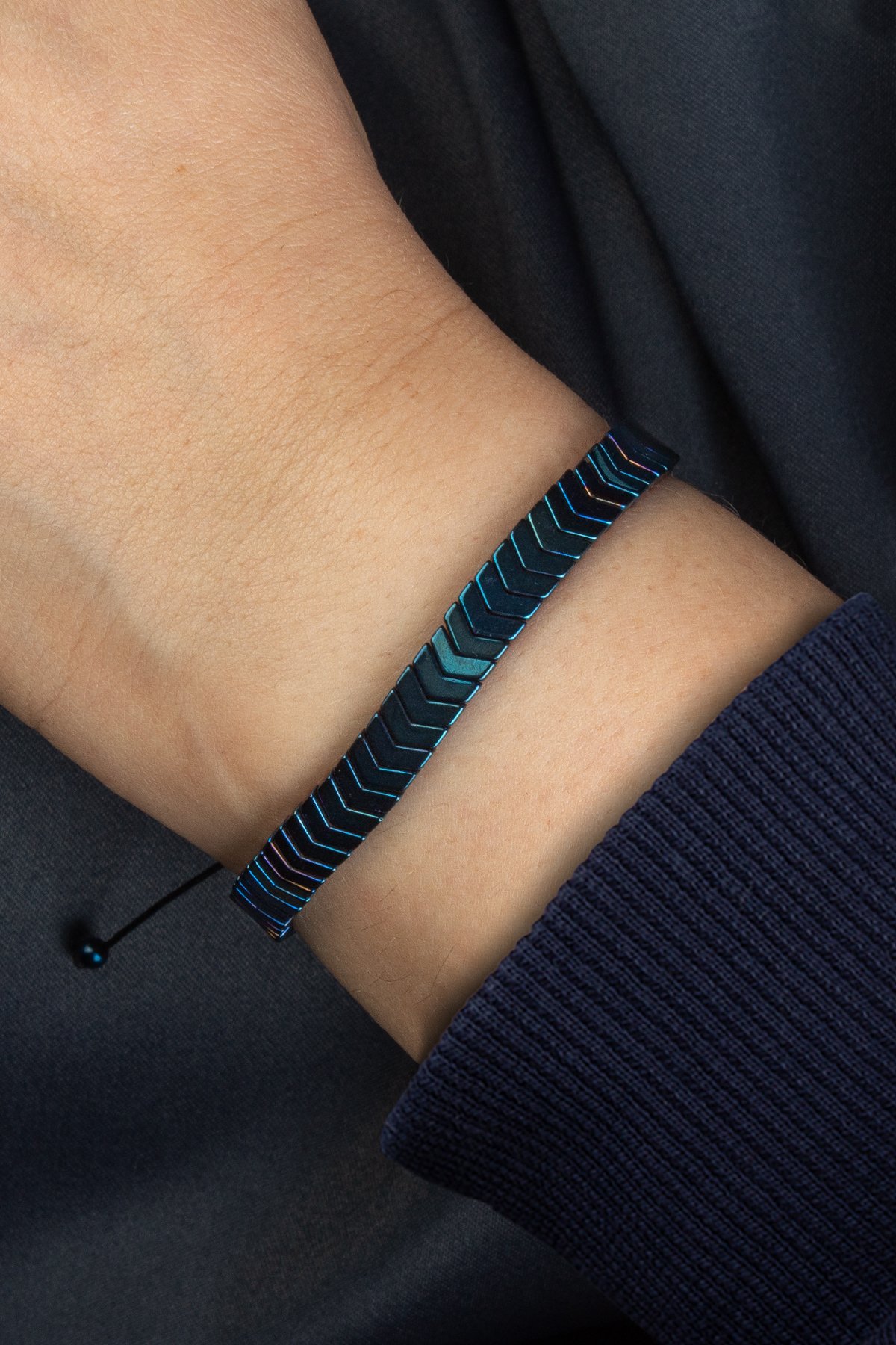 Hematit Doğal Taş Lacivert Çavuş Kesim 6x2mm Makrome Bileklik