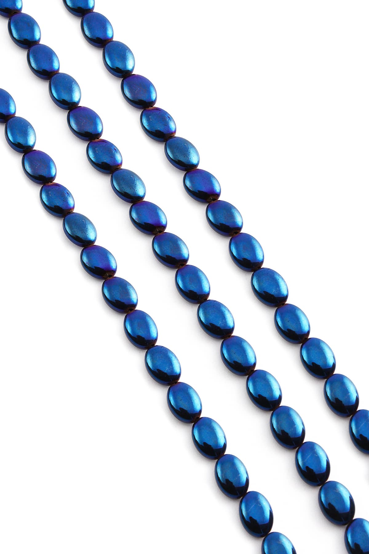 Hematit Taşı Bombeli Oval Kesim 6x8mm- Parlak Mavi Doğal Taş Dizi