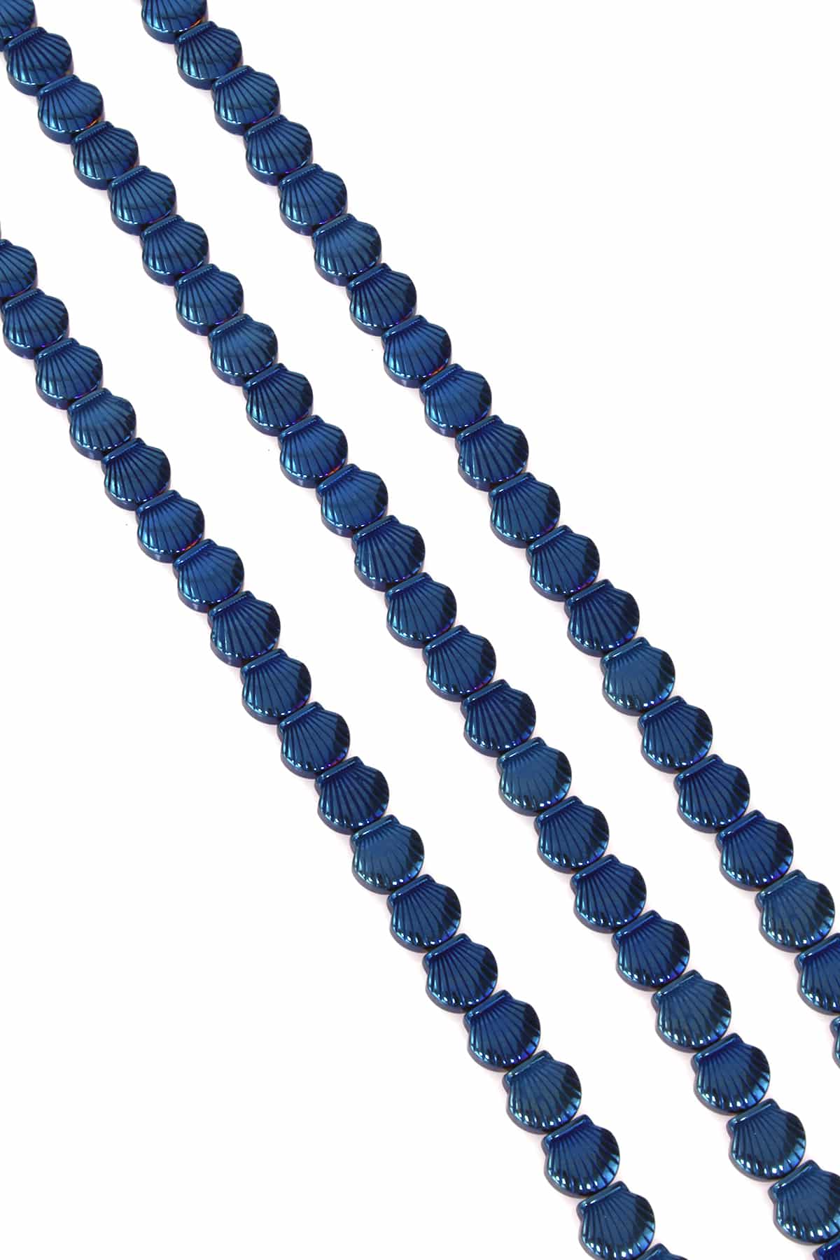 Hematit Taşı Deniz Kabuğu Kesim 8x8mm- Parlak Mavi Doğal Taş Dizi