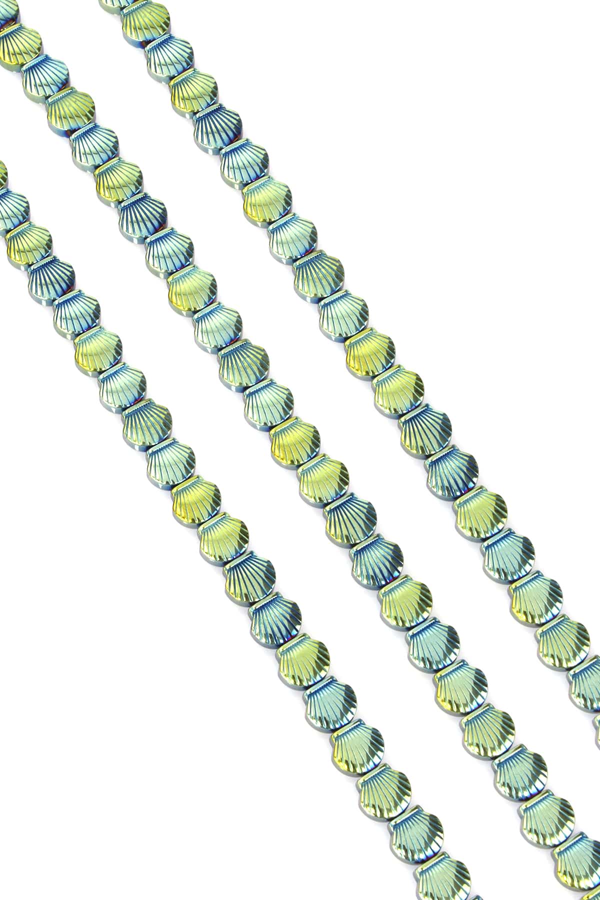 Hematit Taşı Deniz Kabuğu Kesim 8x8mm- Parlak Yeşil Doğal Taş Dizi