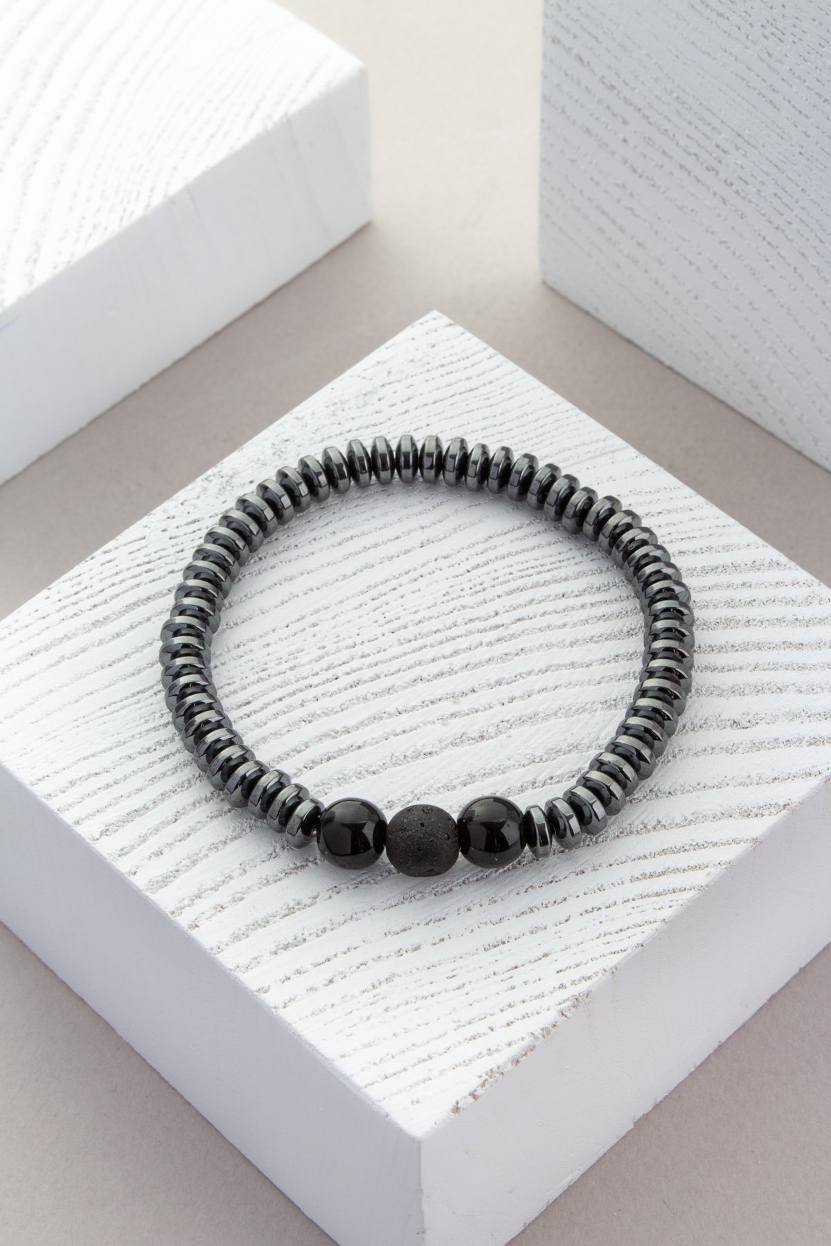 Hematit Lav Taşı Doğal Taş Rondela Kesim 6x2mm Bileklik