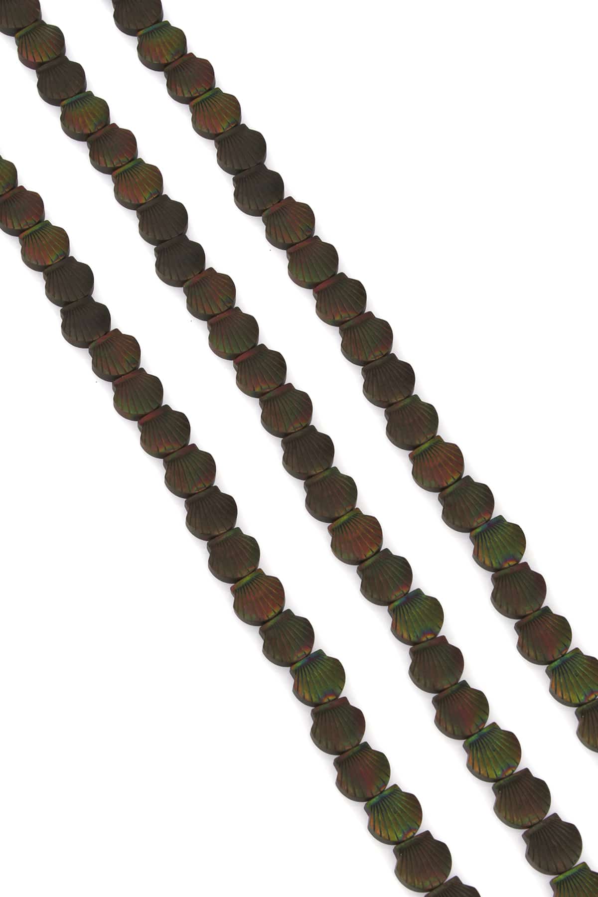 Hematit Taşı Deniz Kabuğu Kesim 8x8mm- Mat Siyah Gökkuşağı Doğal Taş Dizi