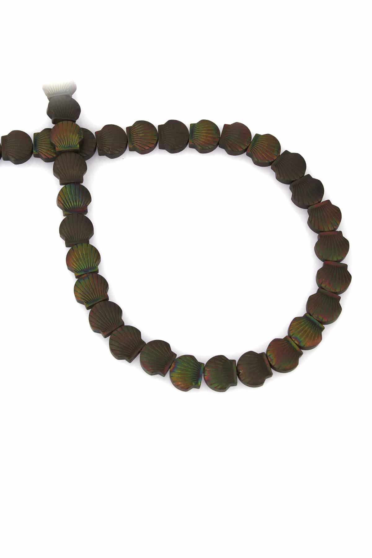 Hematit Taşı Deniz Kabuğu Kesim 8x8mm- Mat Siyah Gökkuşağı Doğal Taş Dizi